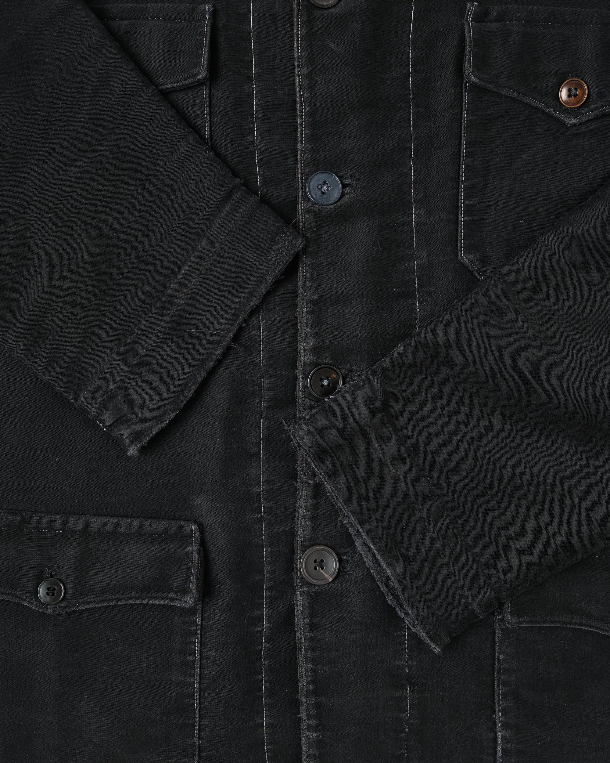 ［~30’s］French Vintage Black Moleskin Hunting Jacket "Homemade"