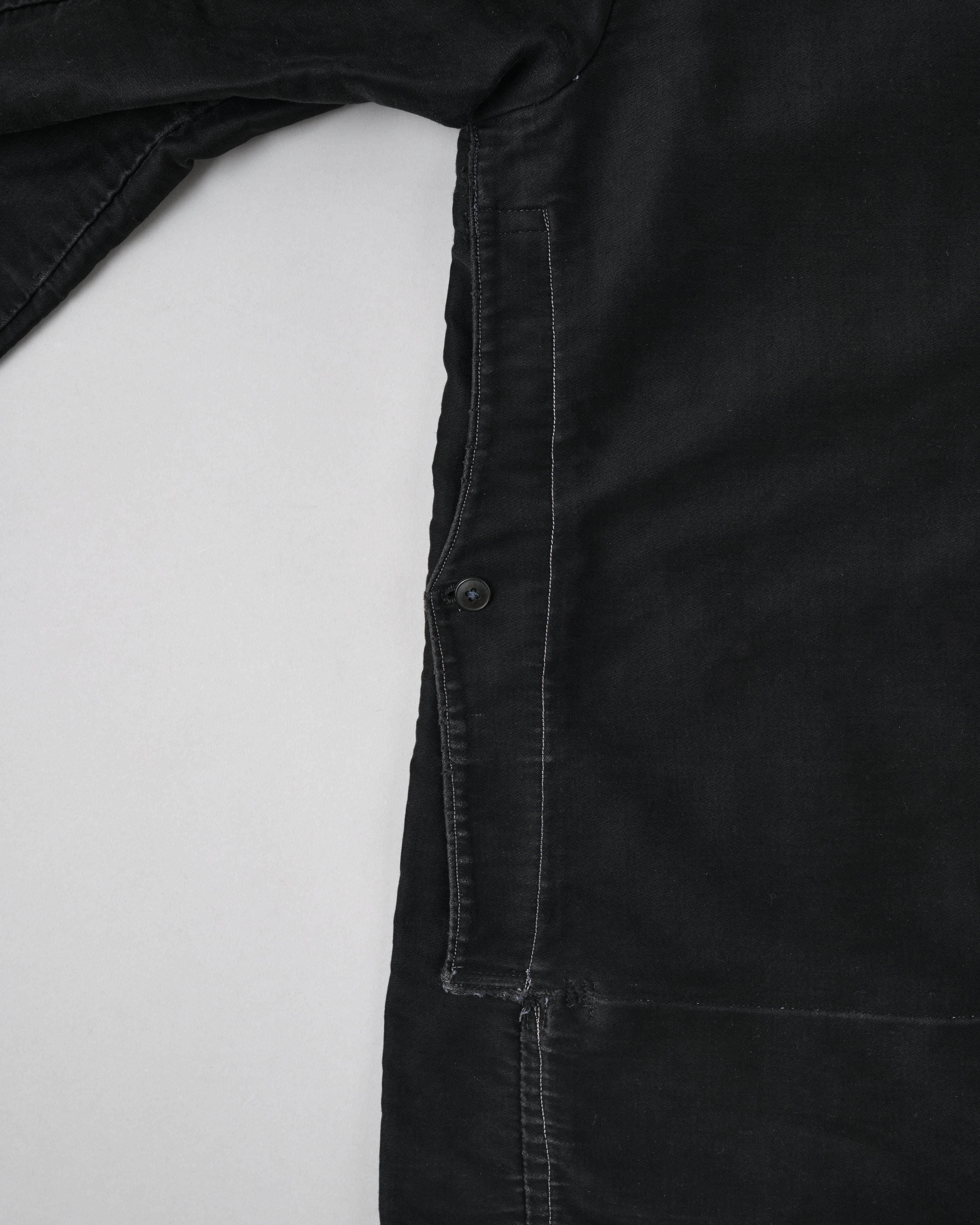 [~30's] French Vintage Black Moleskin Hunting Jacket "Homemade"