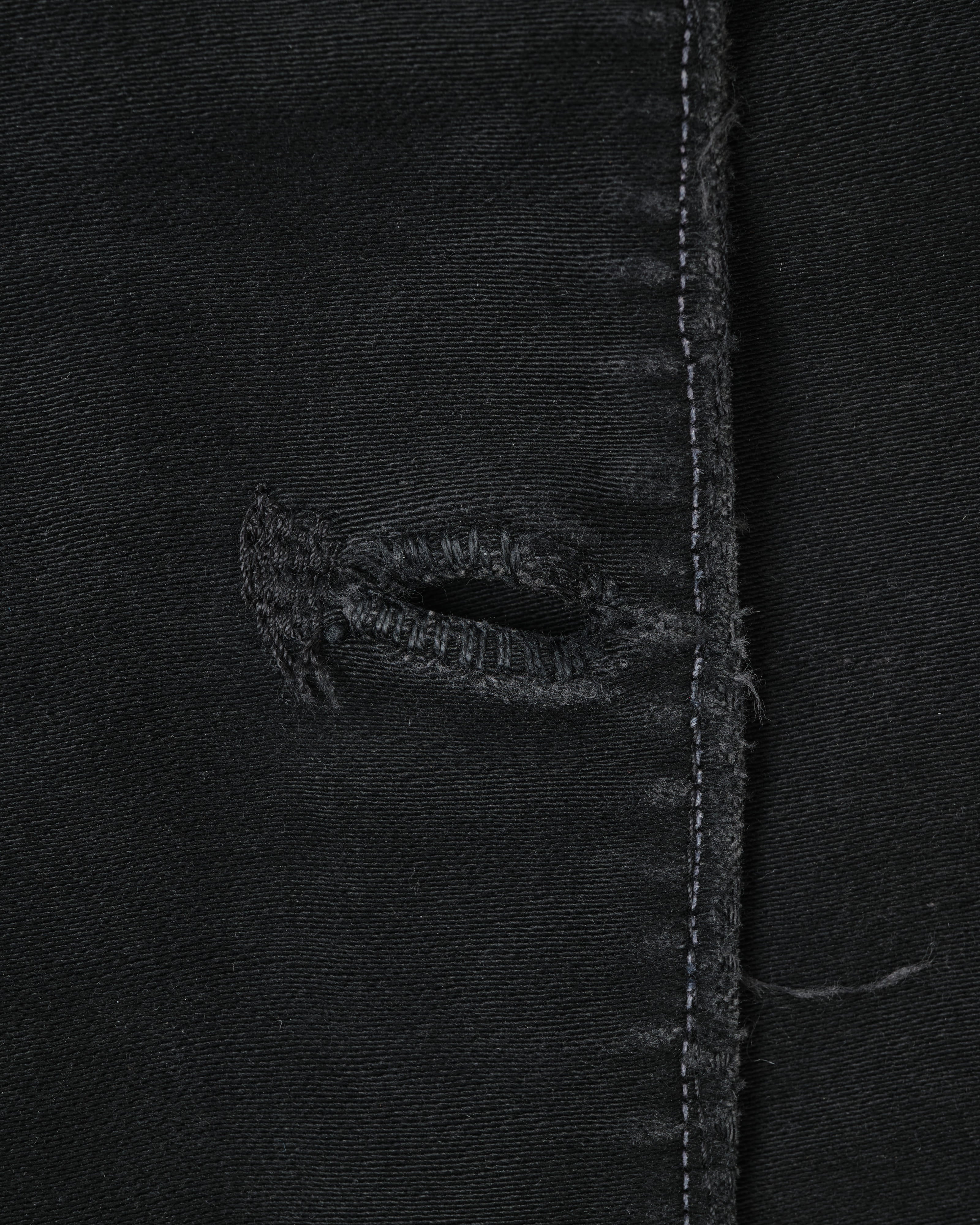 [~30's] French Vintage Black Moleskin Hunting Jacket "Homemade"