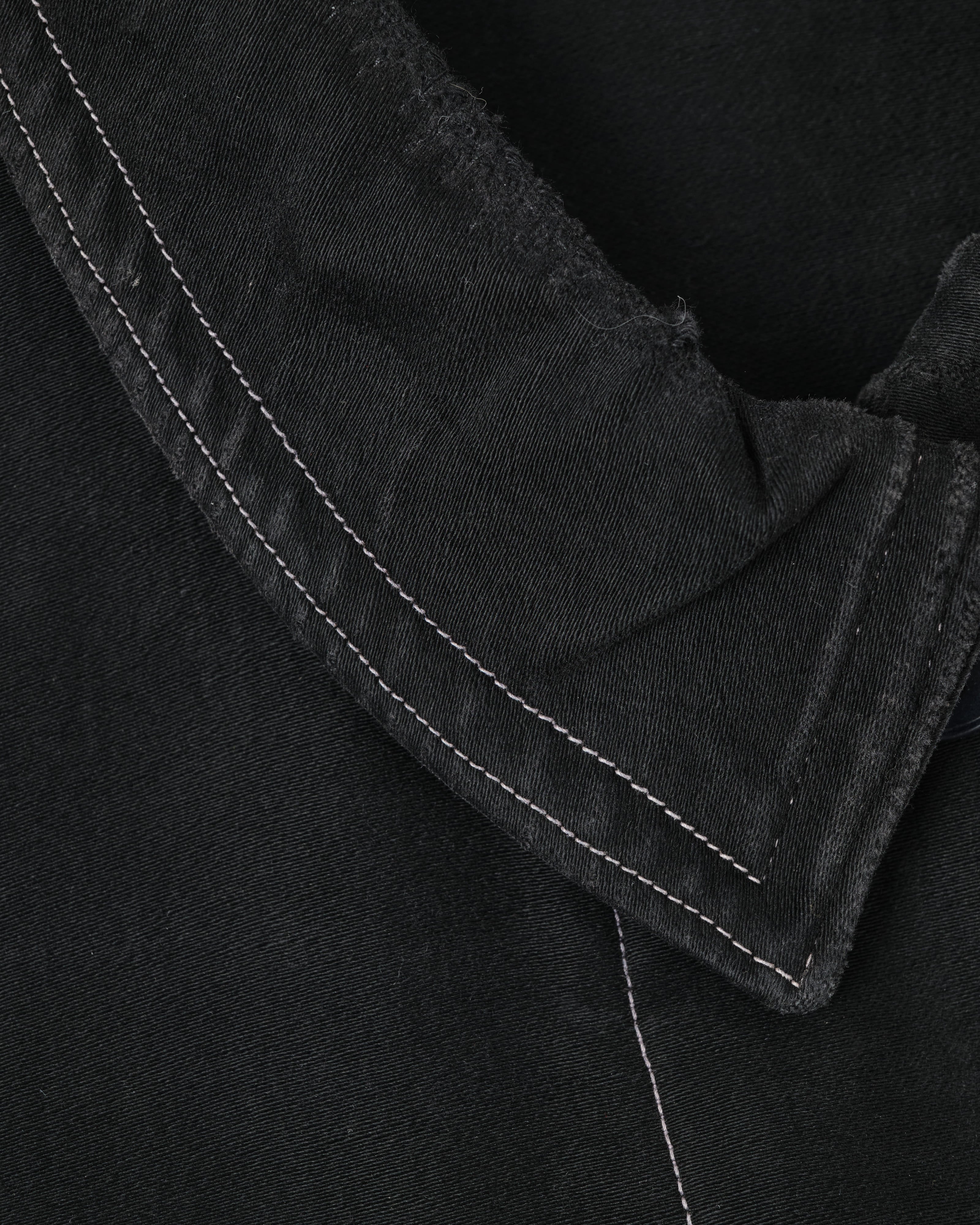 [~30's] French Vintage Black Moleskin Hunting Jacket "Homemade"