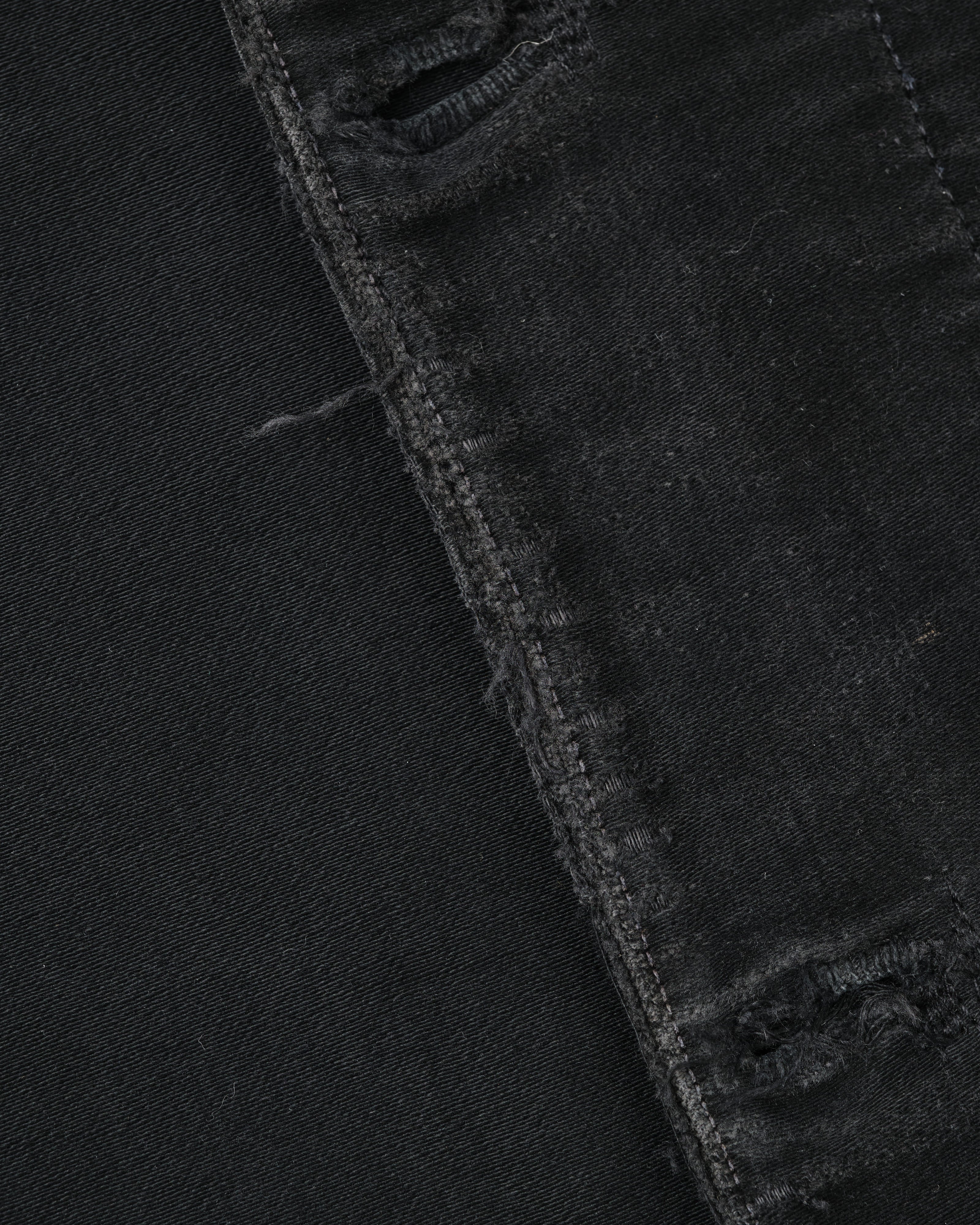 [~30's] French Vintage Black Moleskin Hunting Jacket "Homemade"