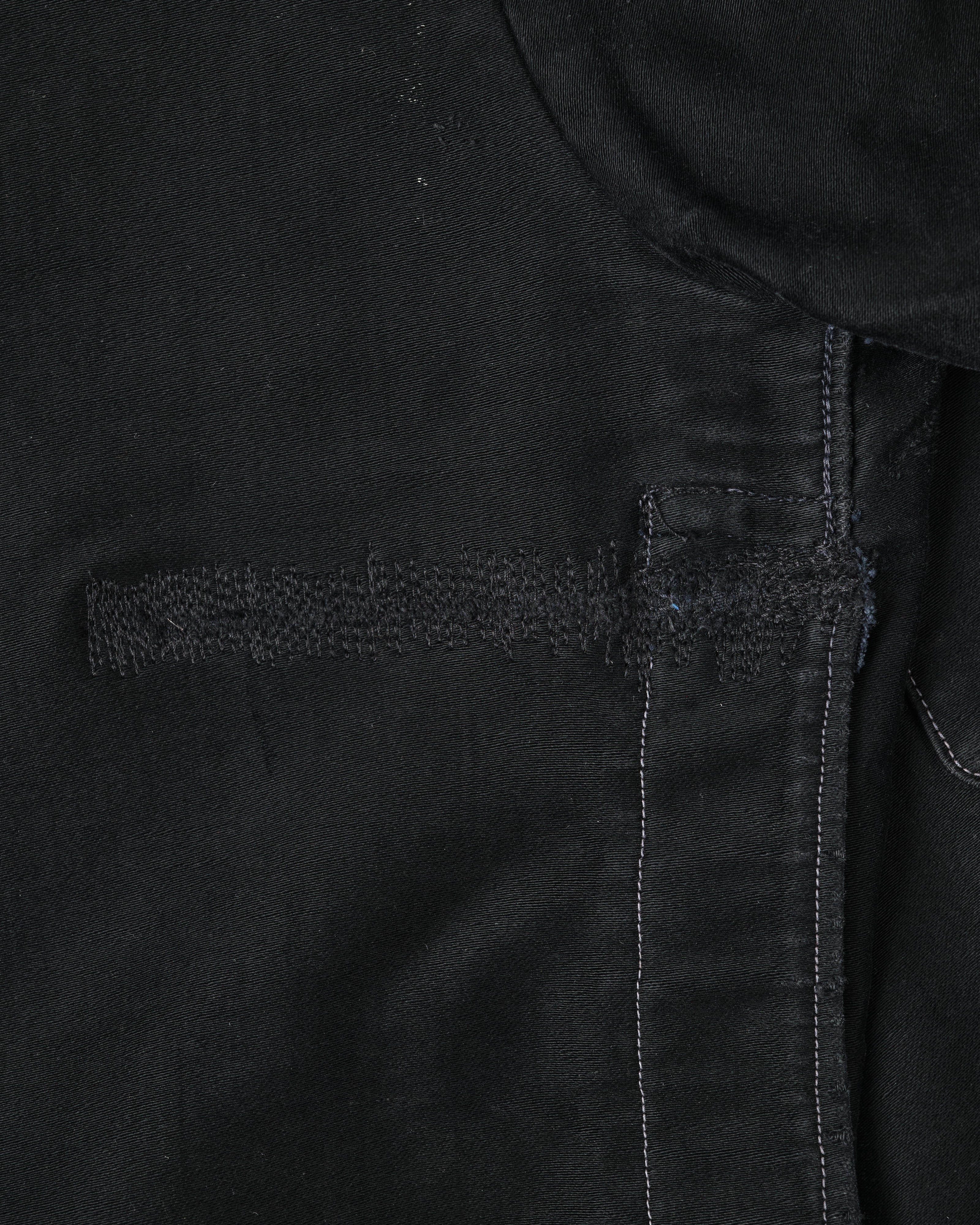 [~30's] French Vintage Black Moleskin Hunting Jacket "Homemade"