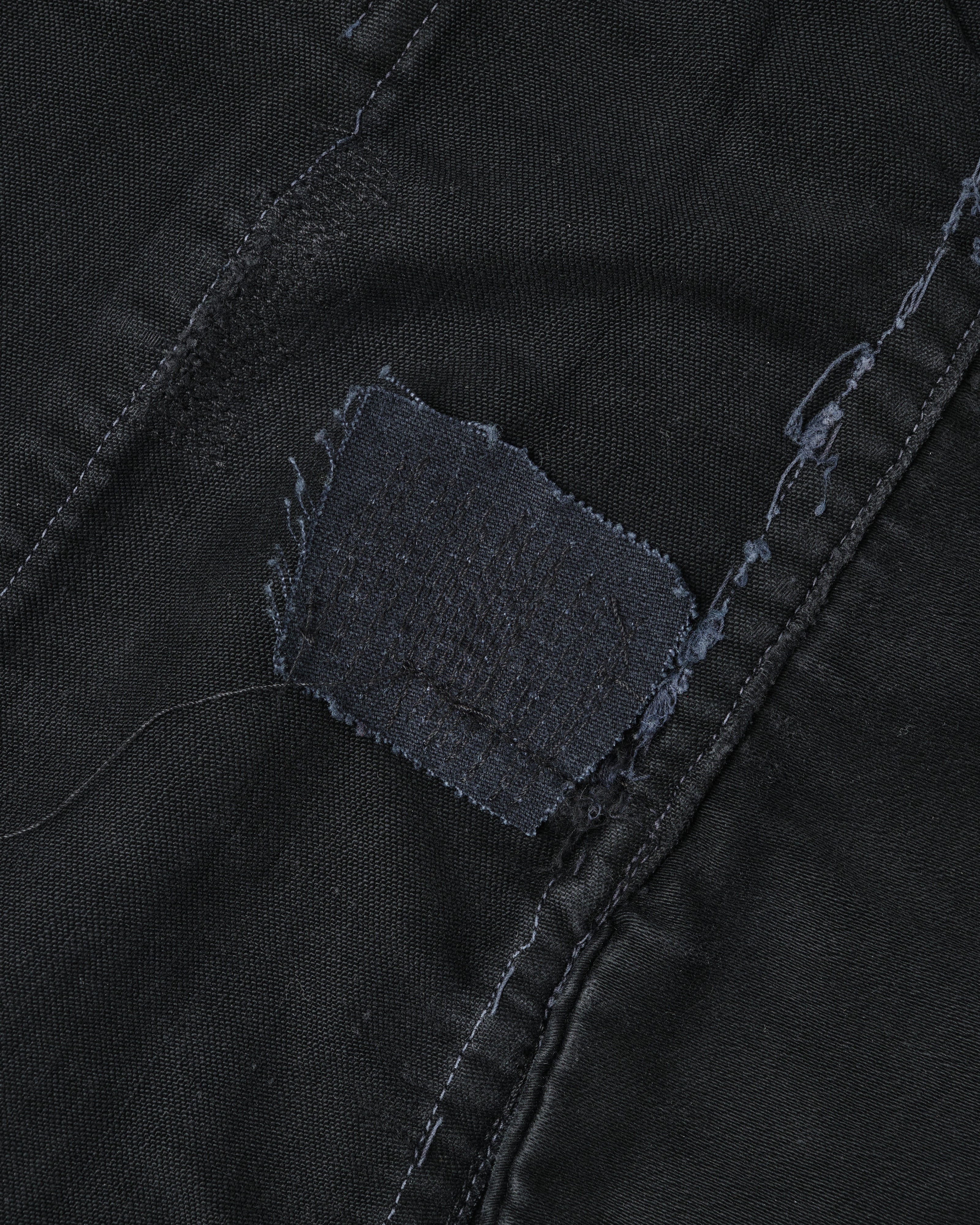 [~30's] French Vintage Black Moleskin Hunting Jacket "Homemade"