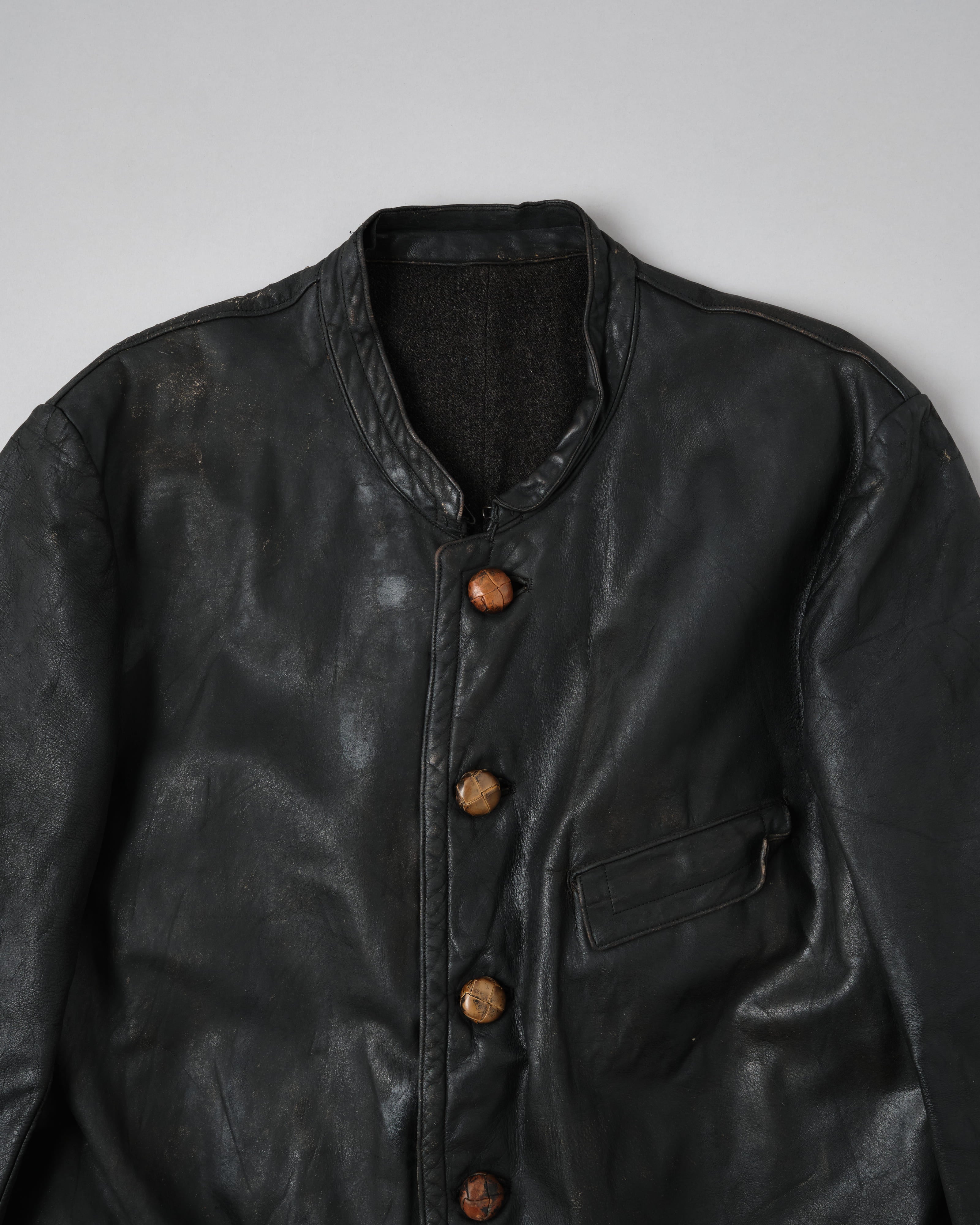 [~40's] WWII German Navy U-Boat Crew Black Leather Jacket "Kriegsmarine"