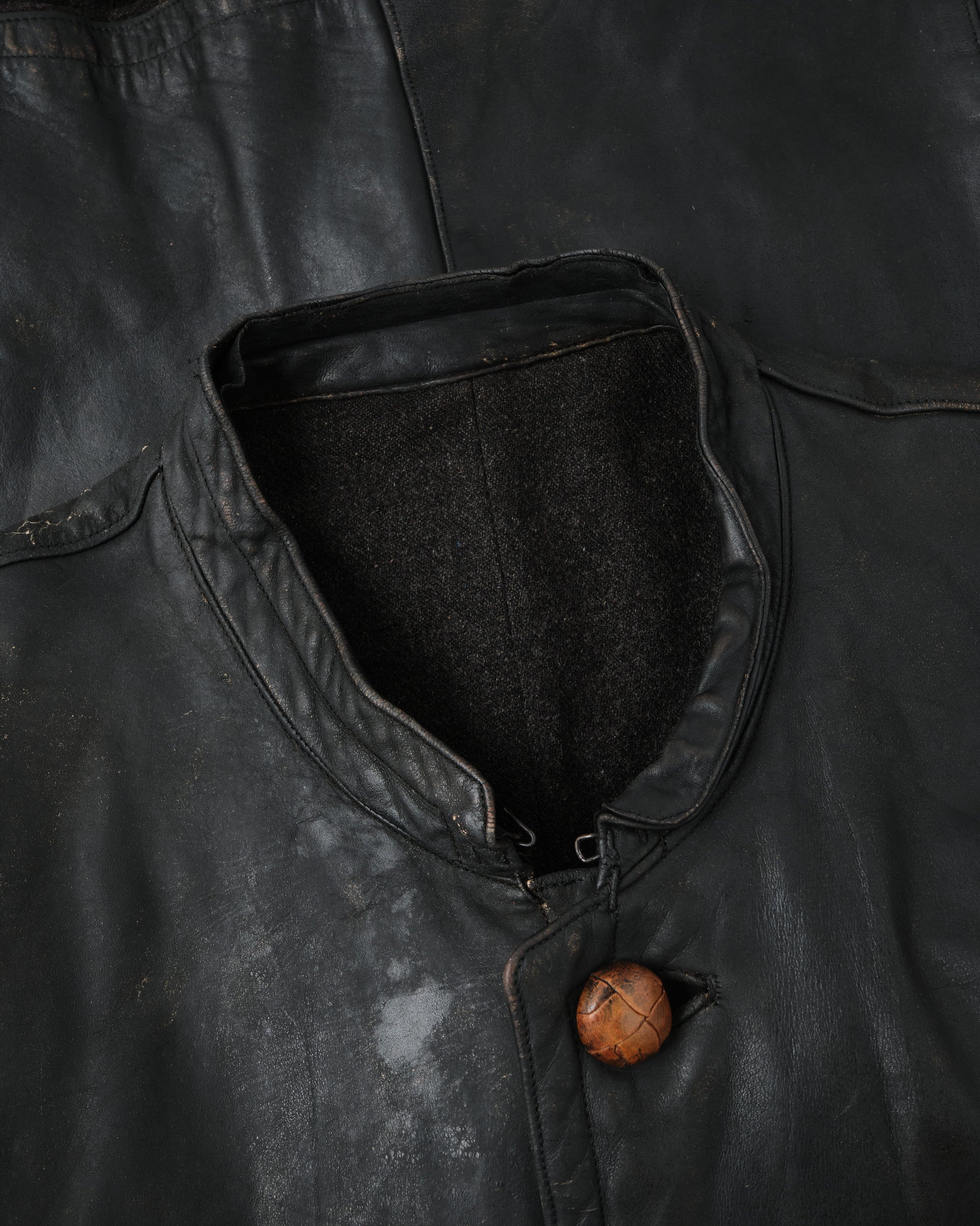 【~40's】WWII German Navy U-Boat Crew Black Leather Jacket "Kriegsmarine"