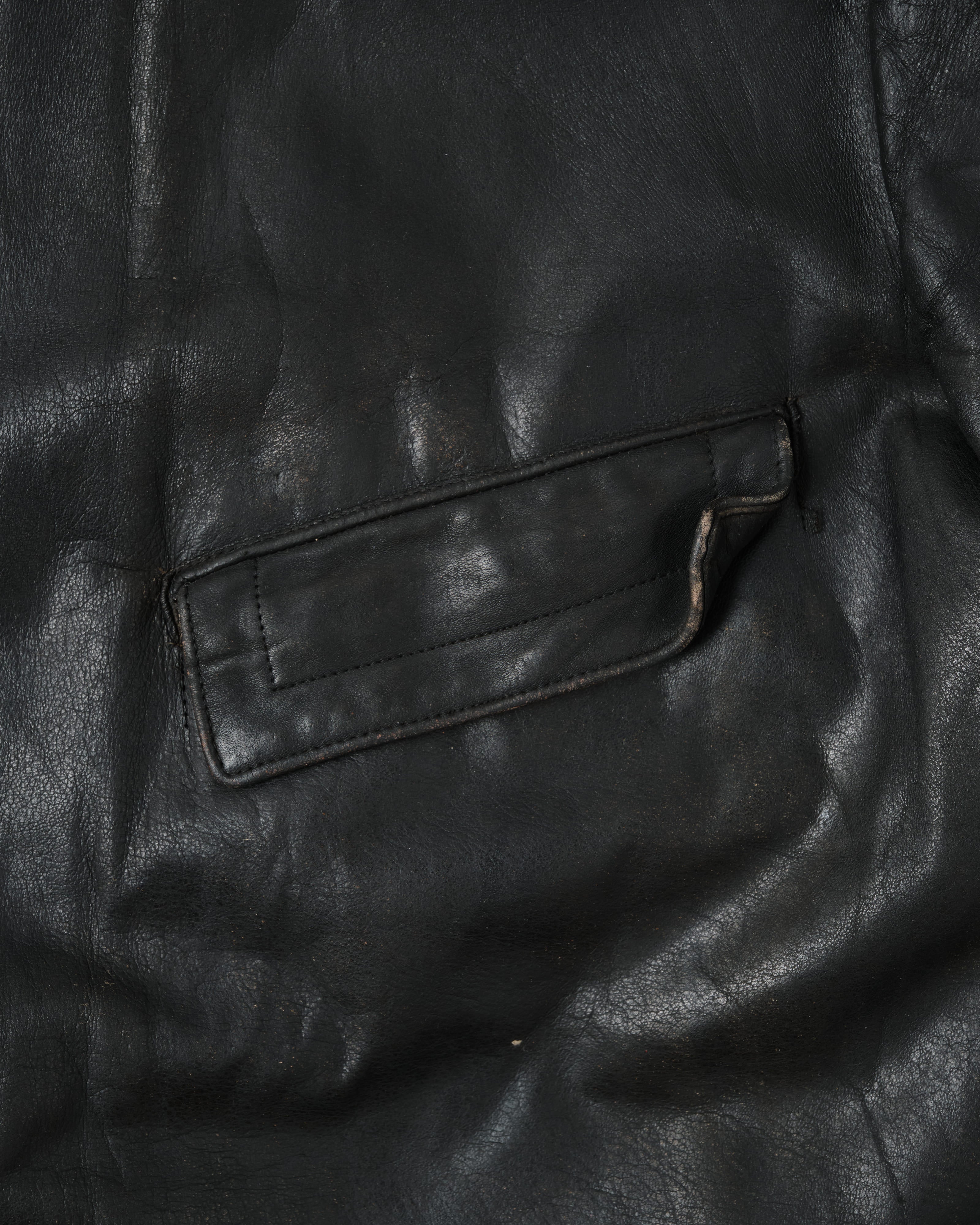 [~40's] WWII German Navy U-Boat Crew Black Leather Jacket "Kriegsmarine"