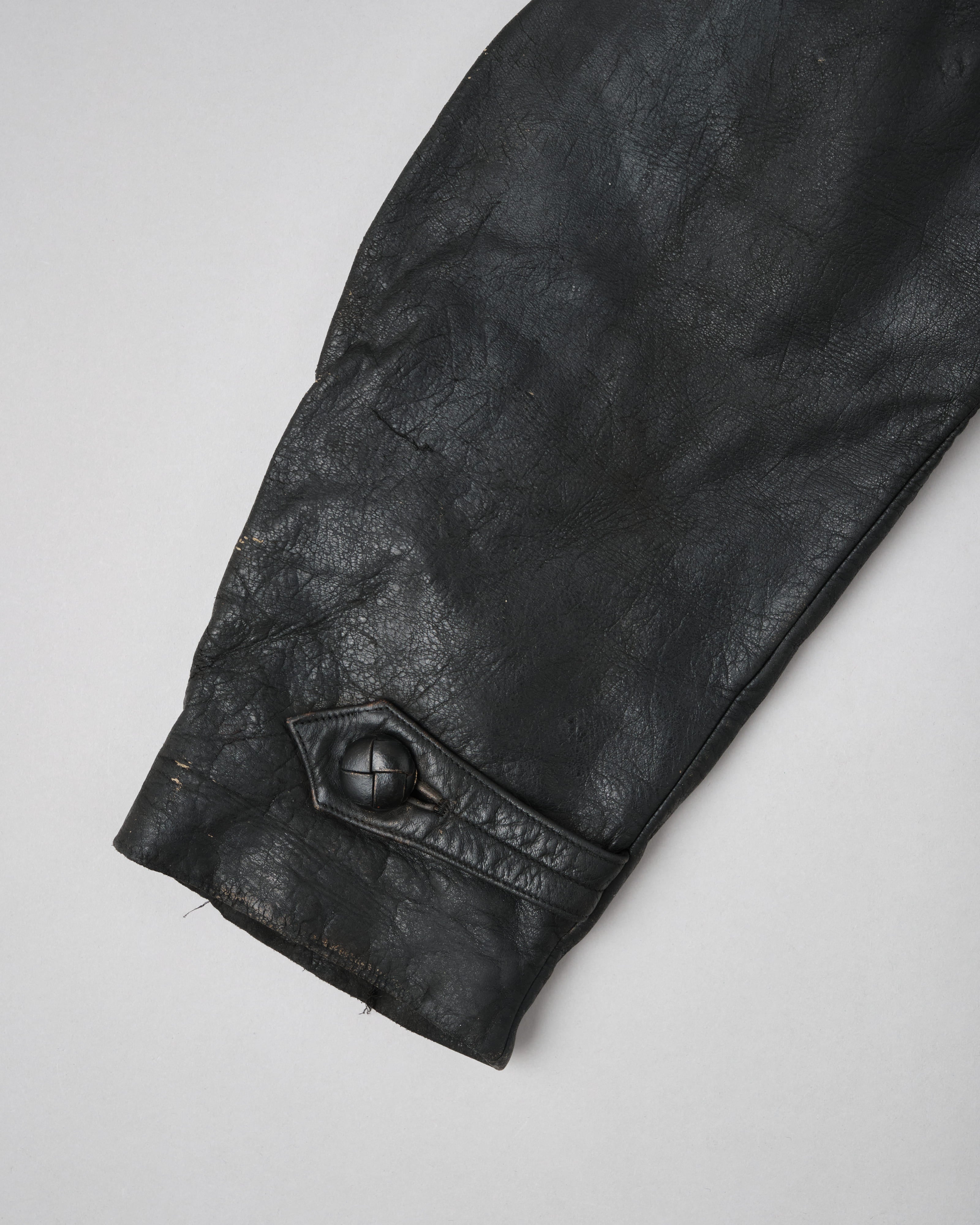 [~40's] WWII German Navy U-Boat Crew Black Leather Jacket "Kriegsmarine"