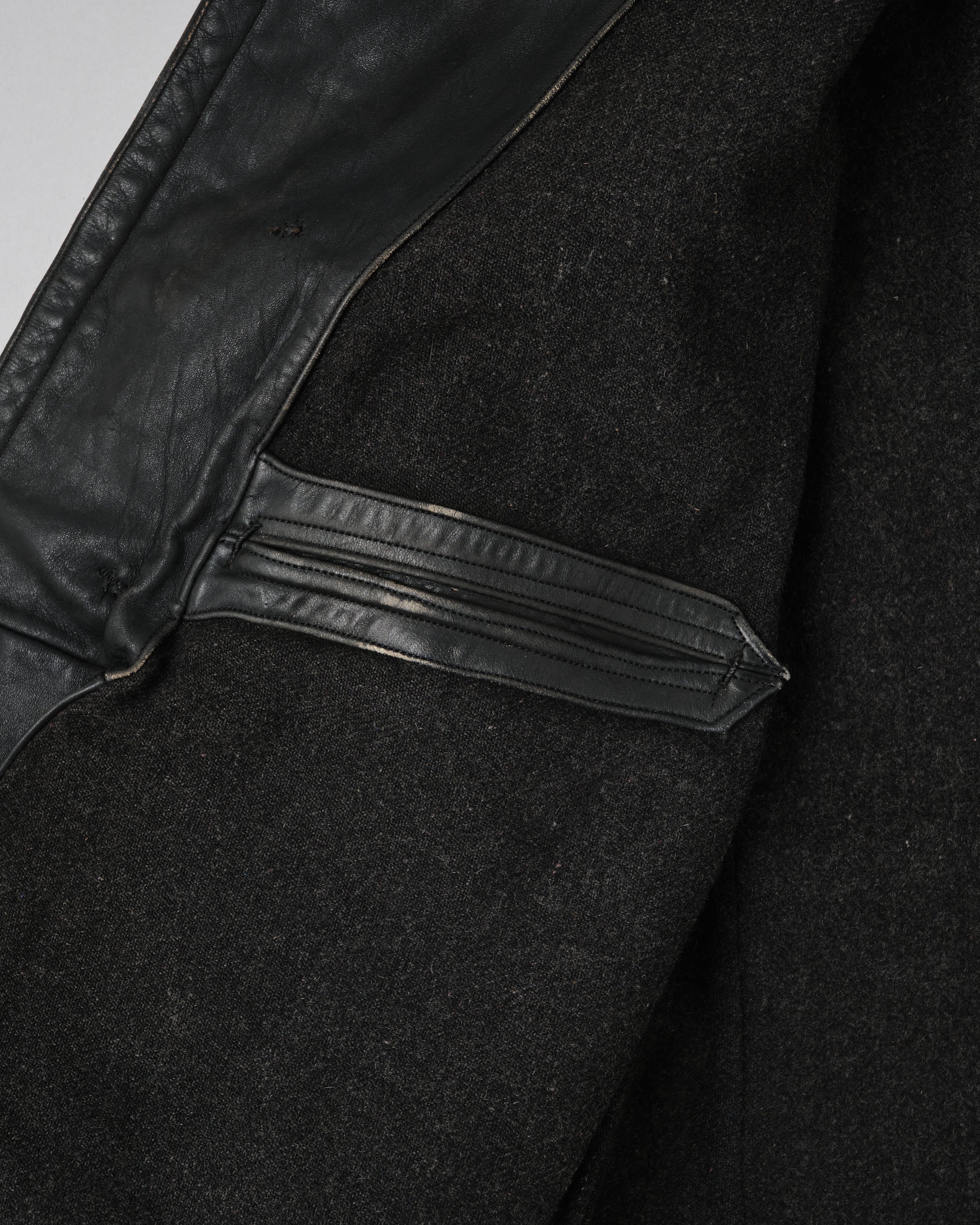 [~40's] WWII German Navy U-Boat Crew Black Leather Jacket "Kriegsmarine"