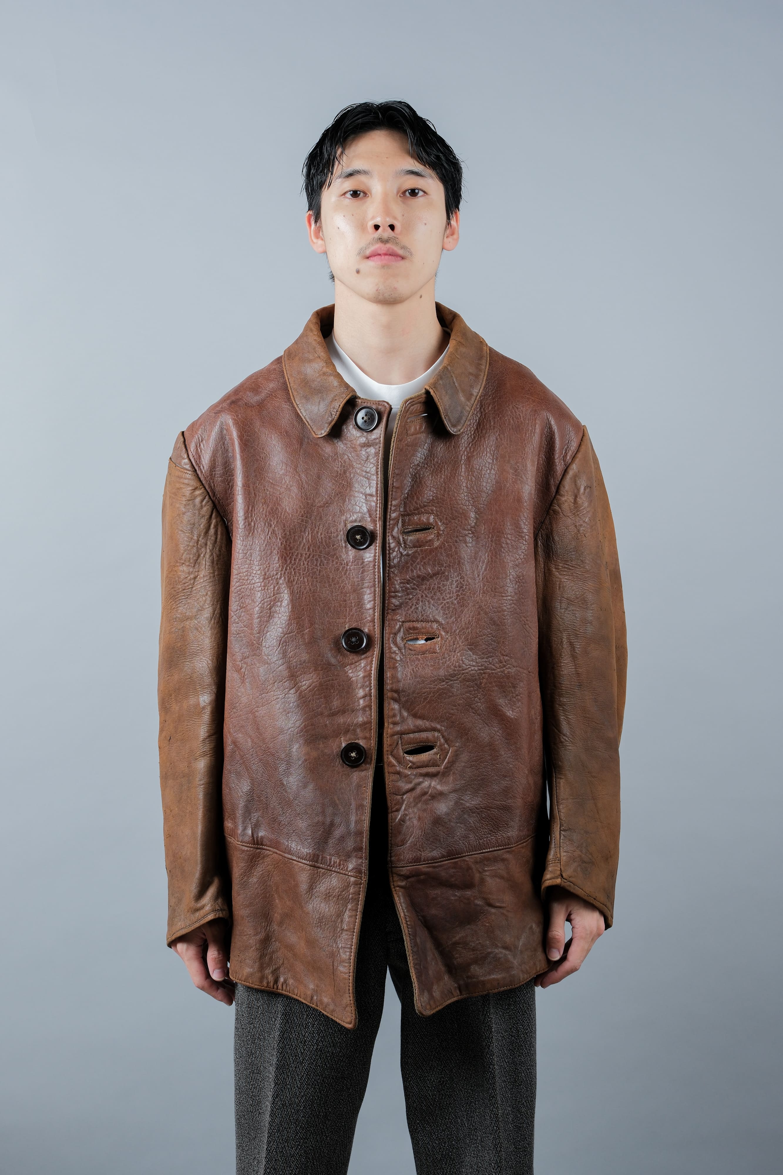 [~ 40 '] 영국 육군 Jerkin Leather Jacket "Modified"