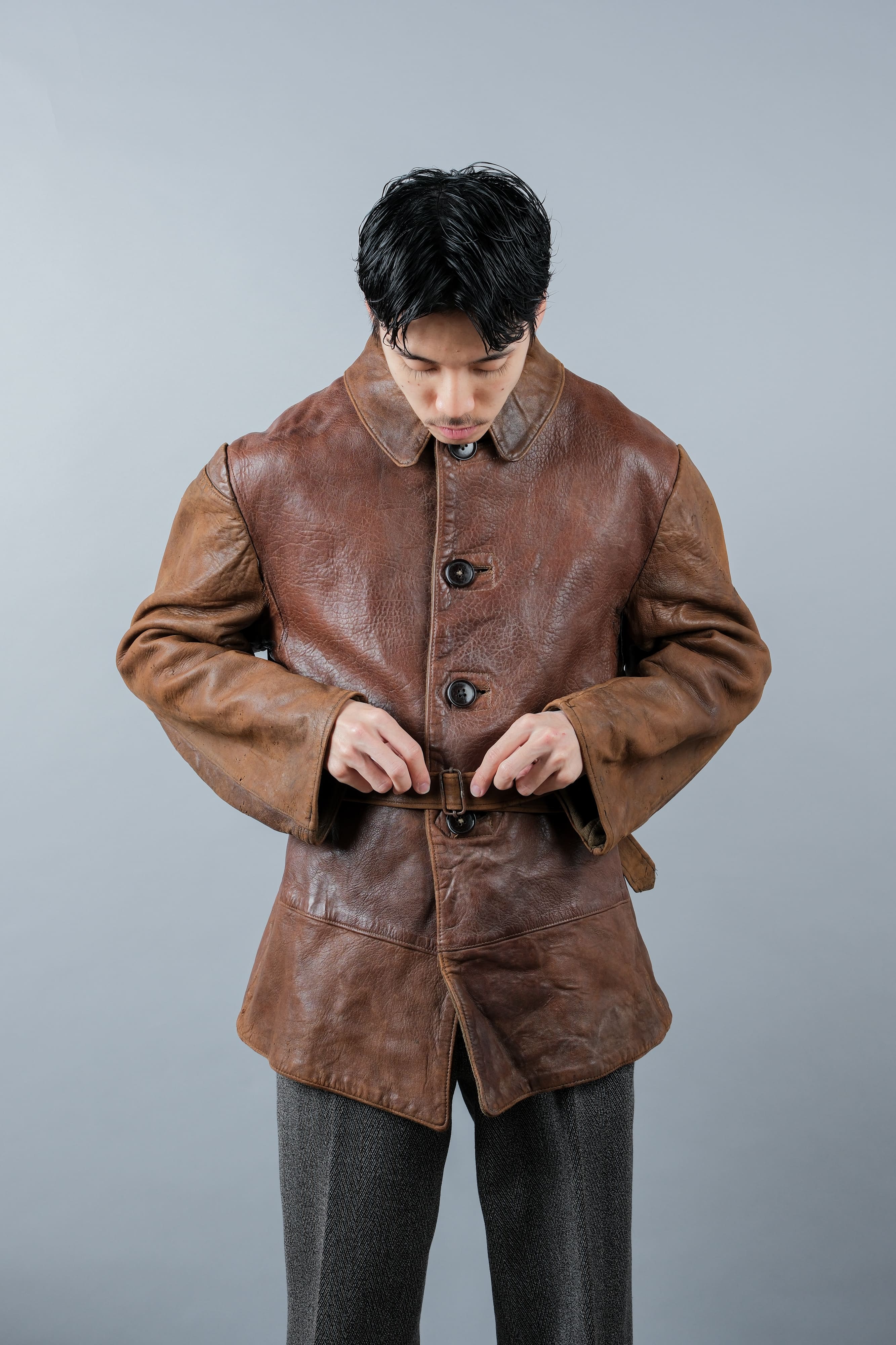 [~ 40 '] 영국 육군 Jerkin Leather Jacket "Modified"