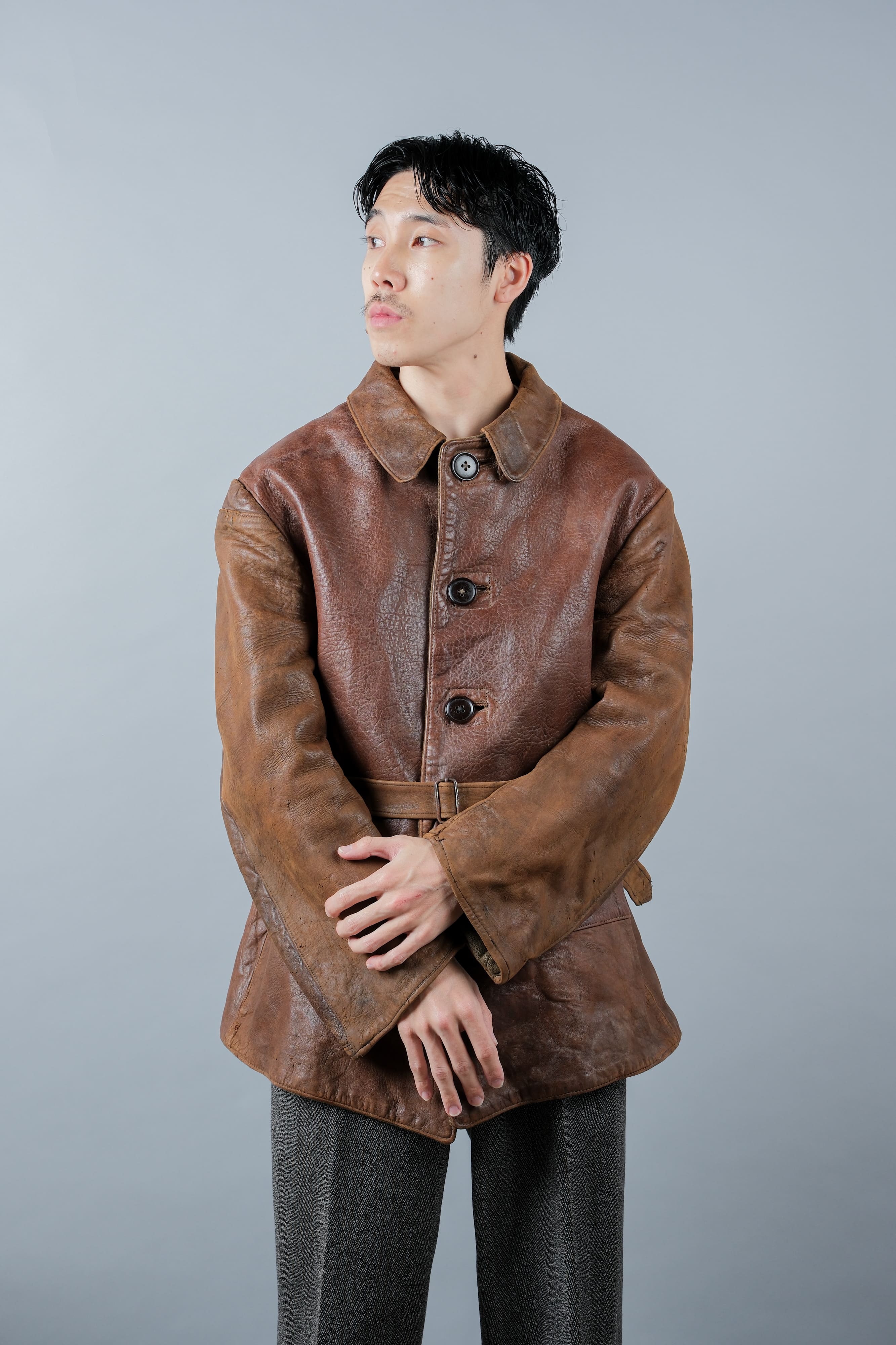 [~ 40 '] 영국 육군 Jerkin Leather Jacket "Modified"