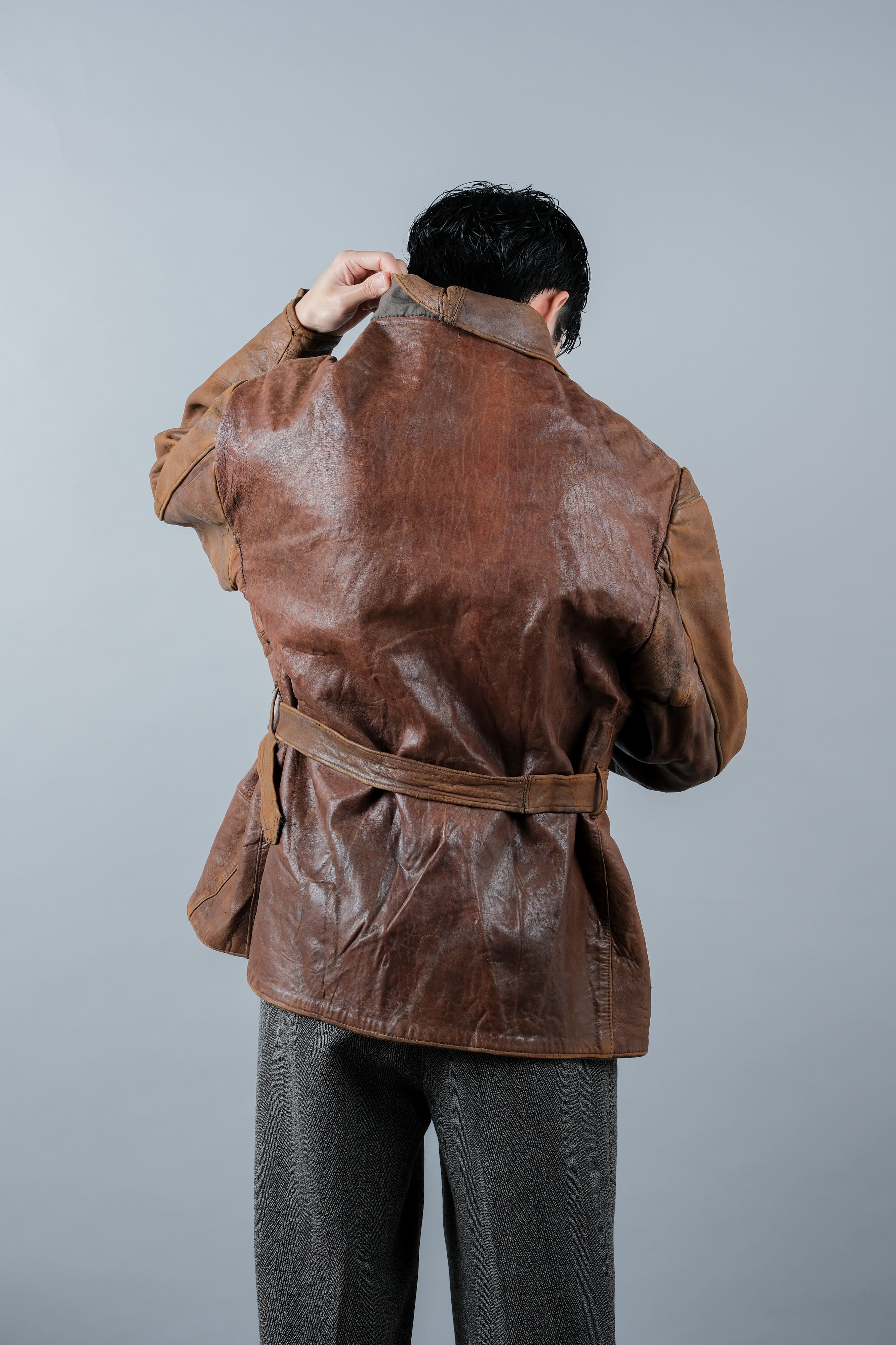 [~ 40 '] 영국 육군 Jerkin Leather Jacket "Modified"