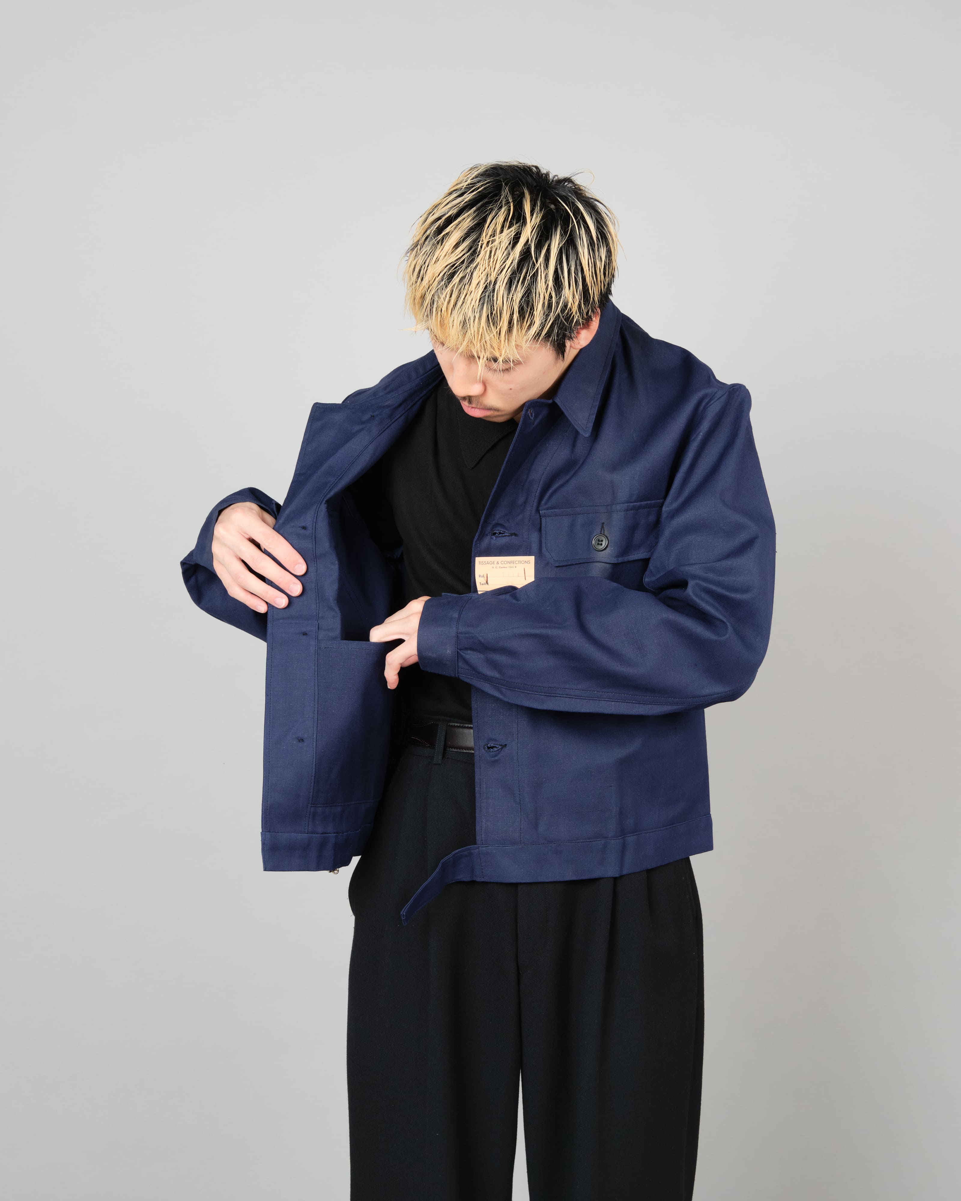 フレンチ メティス サイクリストジャケット 40's】French Vintage Deep Blue Metis Cyclist Jacket Size.48 