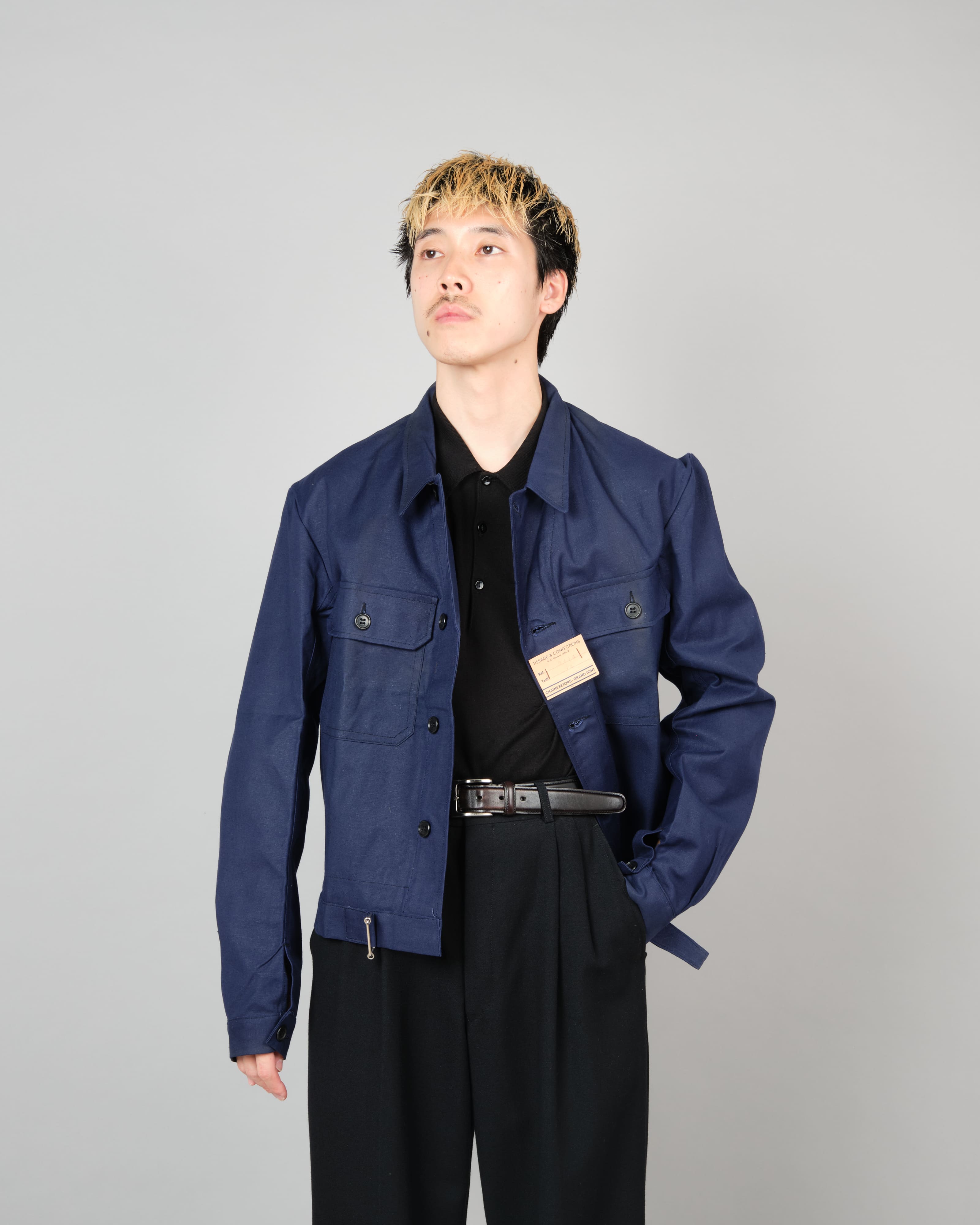 40's】French Vintage Deep Blue Metis Cyclist Jacket Size.48 40's】French Vintage Deep Blue Metis Cyclist Jacket Size.48