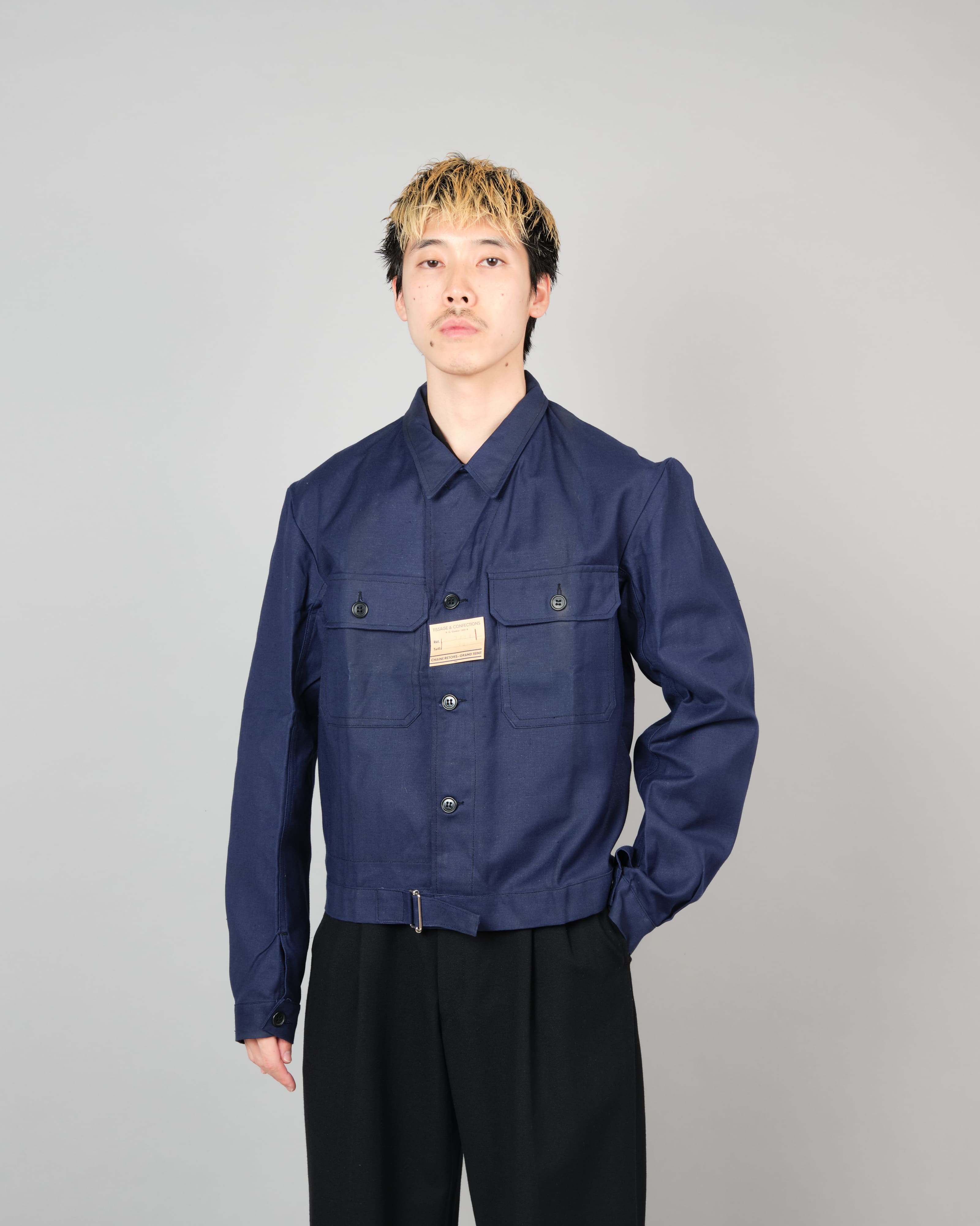 40's】French Vintage Deep Blue Metis Cyclist Jacket Size.48 