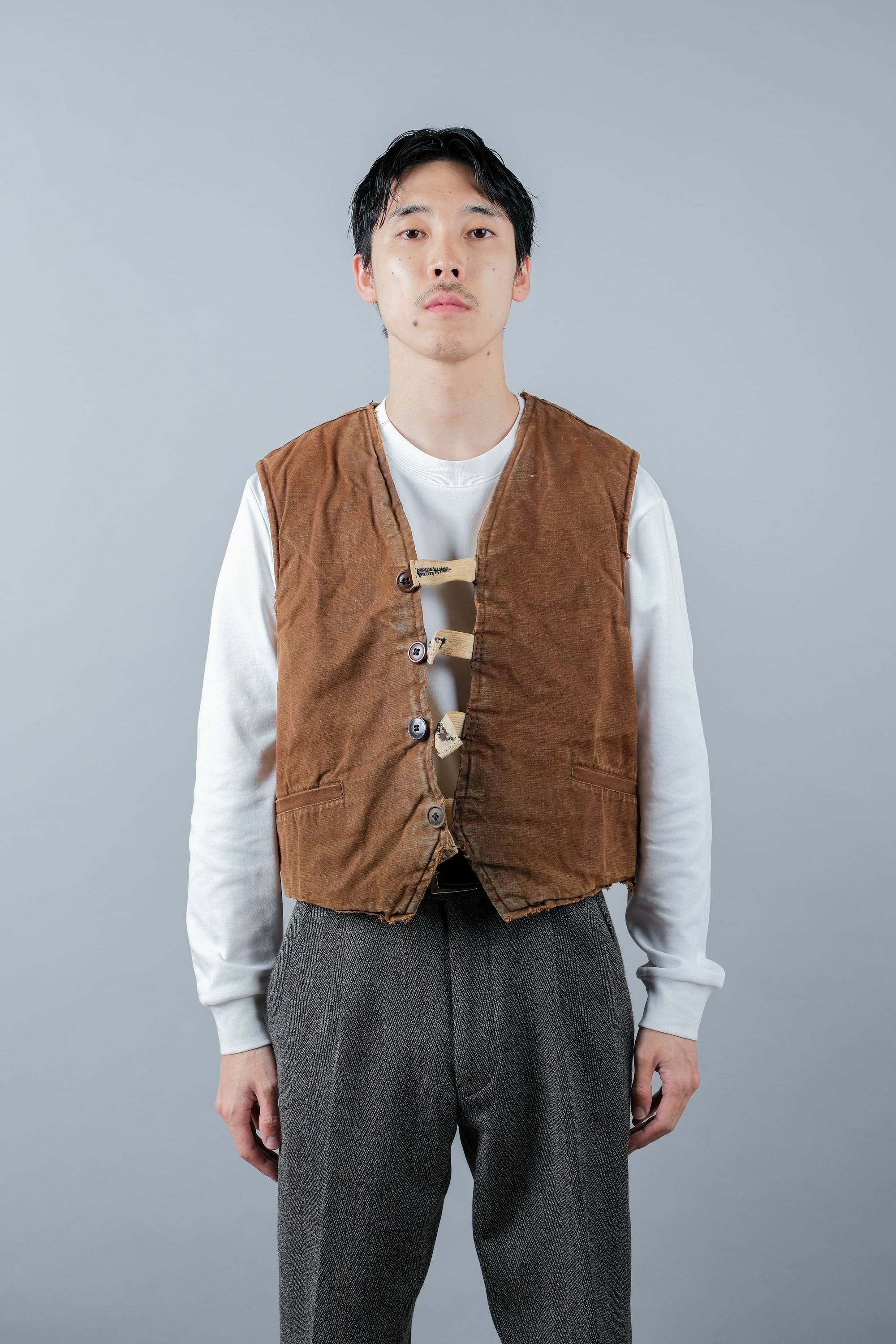 ［~40's］WWⅡ French Resistance Cotton Canvas Fur Lined Winter Vest