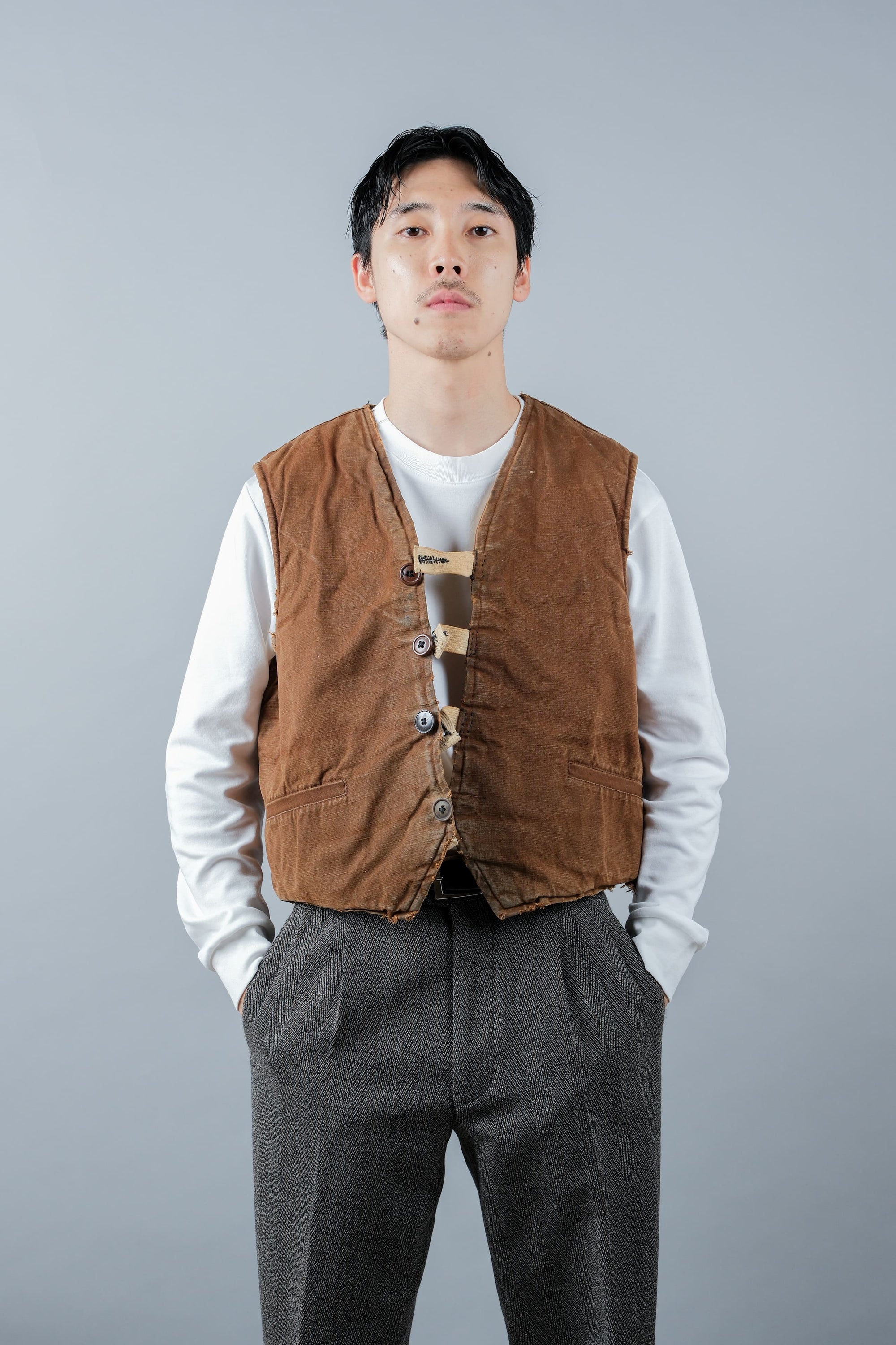 ［~40's］WWⅡ French Resistance Cotton Canvas Fur Lined Winter Vest