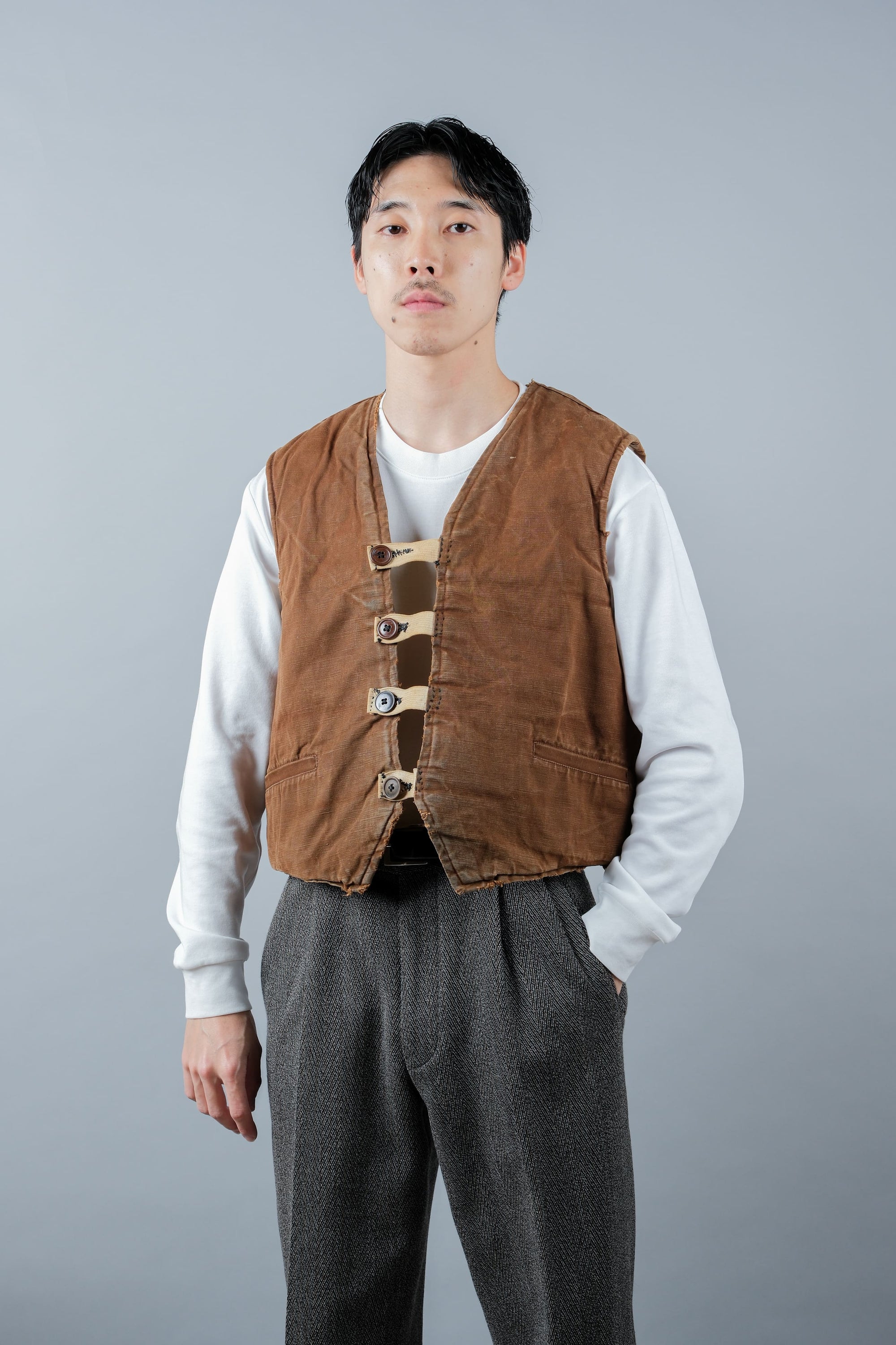 ［~40's］WWⅡ French Resistance Cotton Canvas Fur Lined Winter Vest