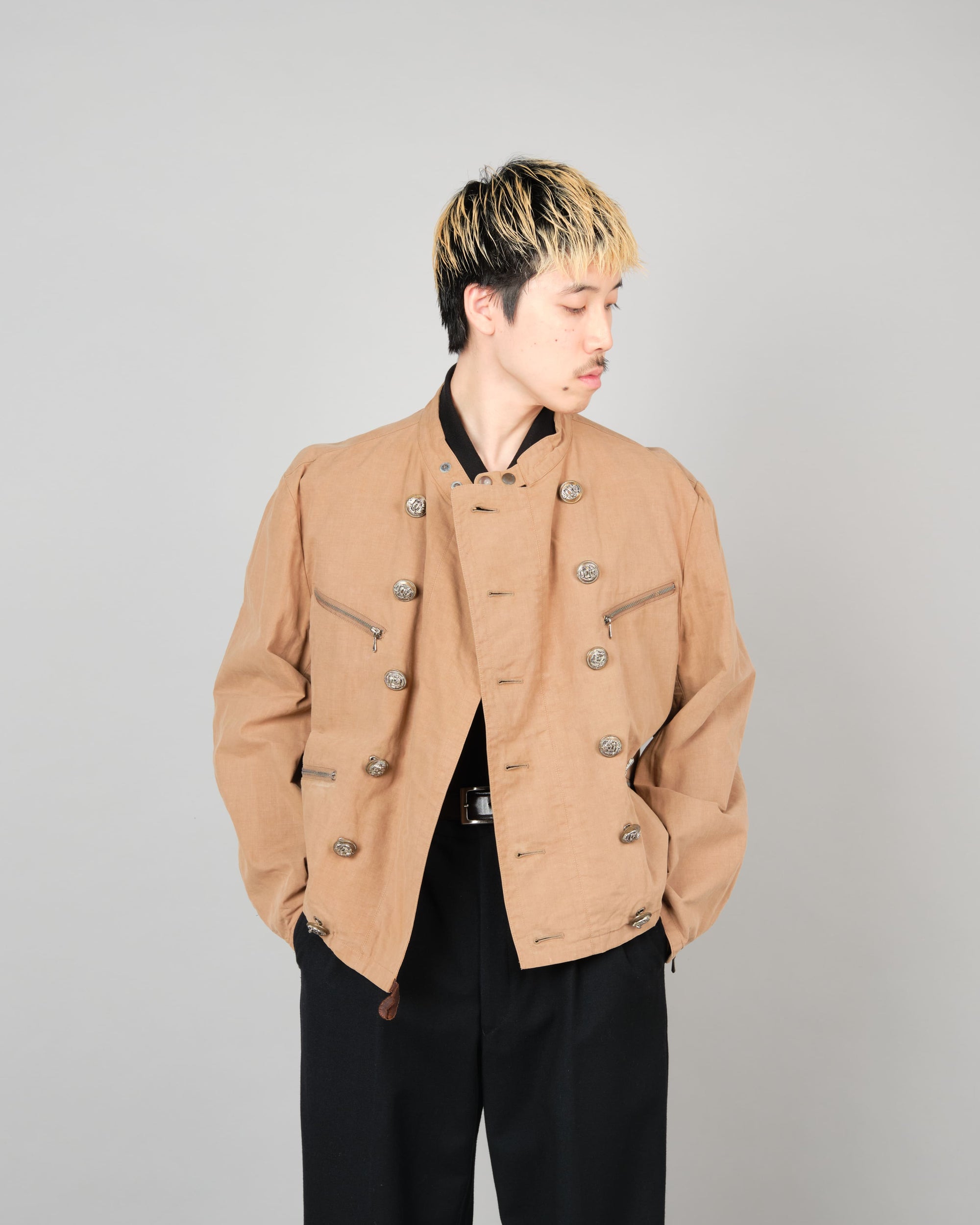 ［~80's］Old Marithé François Girbaud Moment Due German Motorcycle Type Double Breasted Jacket