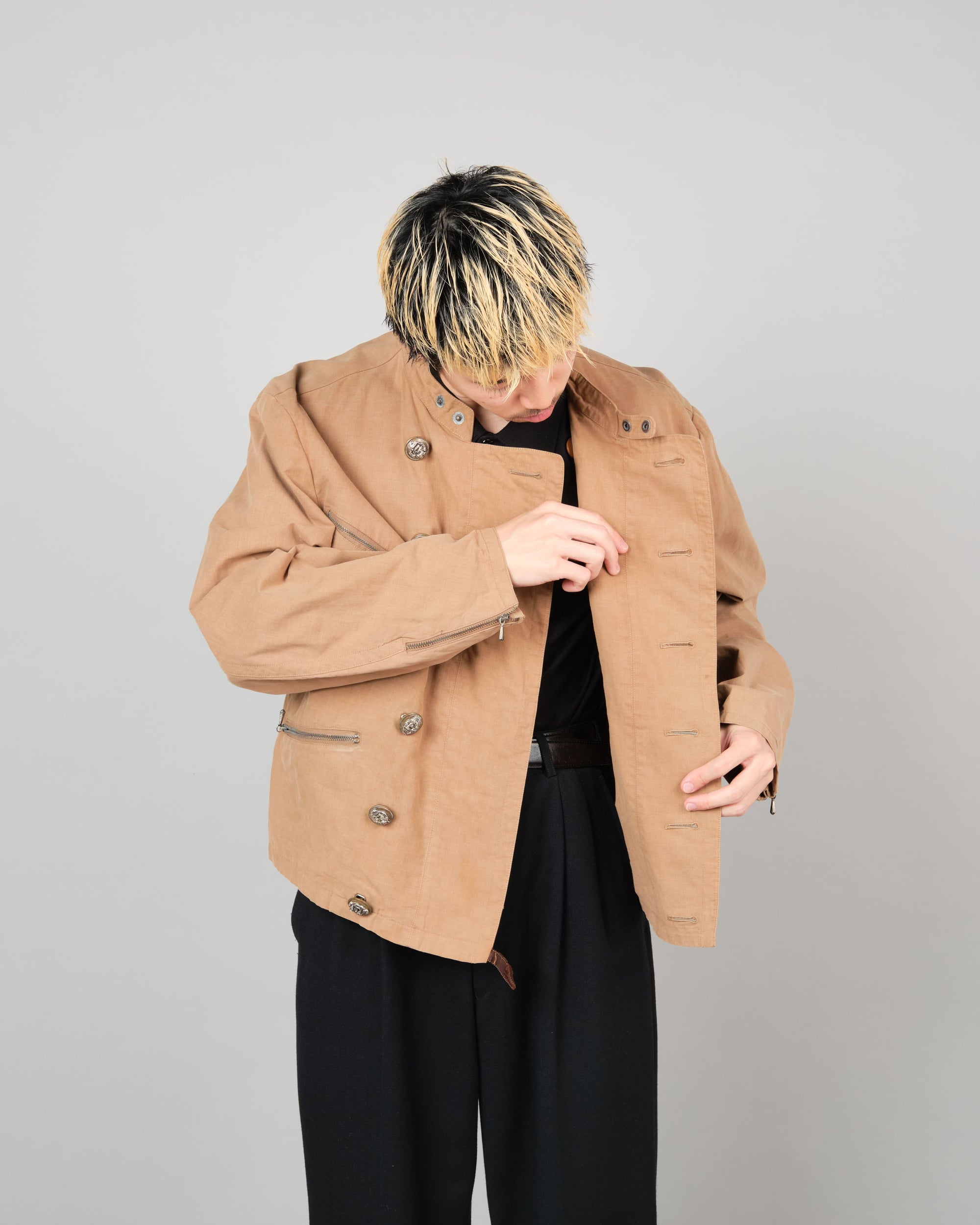 ［~80's］Old Marithé François Girbaud Moment Due German Motorcycle Type Double Breasted Jacket