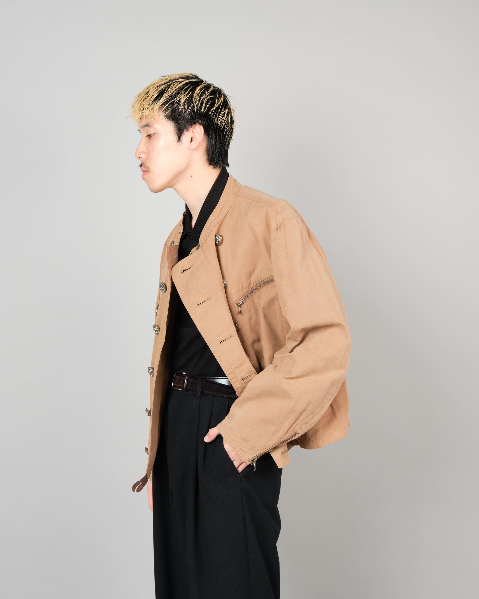 ［~80's］Old Marithé François Girbaud Moment Due German Motorcycle Type Double Breasted Jacket