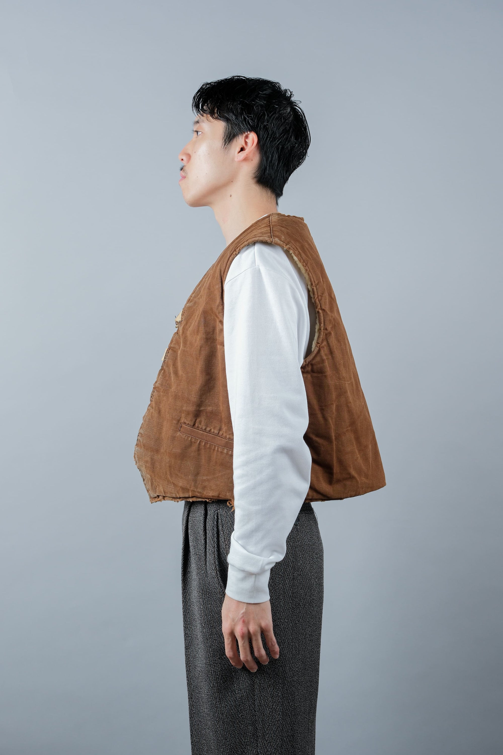 ［~40's］WWⅡ French Resistance Cotton Canvas Fur Lined Winter Vest
