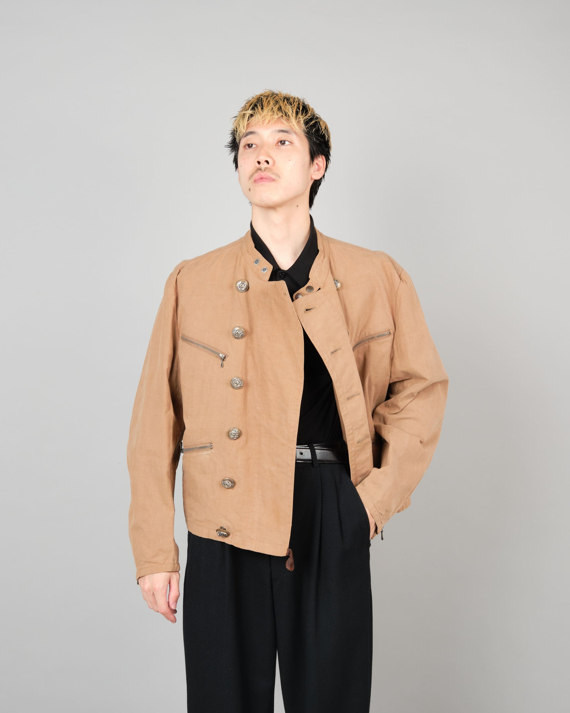 ［~80's］Old Marithé François Girbaud Moment Due German Motorcycle Type Double Breasted Jacket