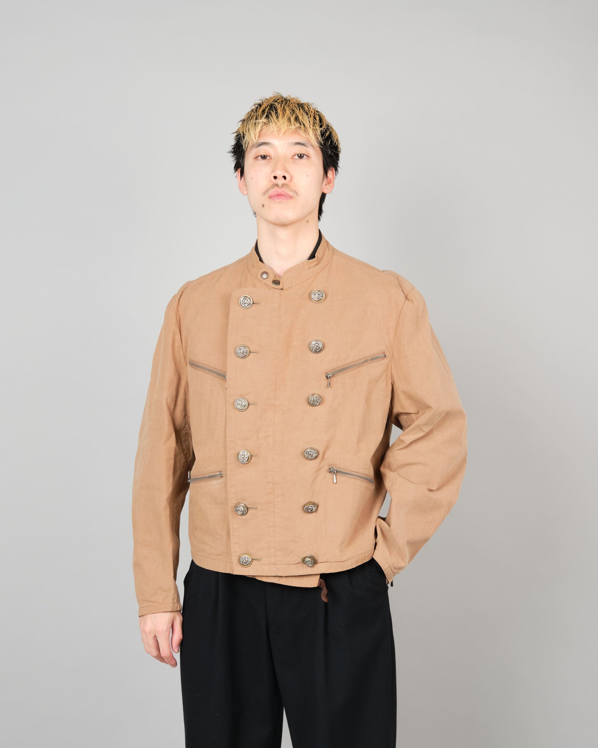［~80's］Old Marithé François Girbaud Moment Due German Motorcycle Type Double Breasted Jacket