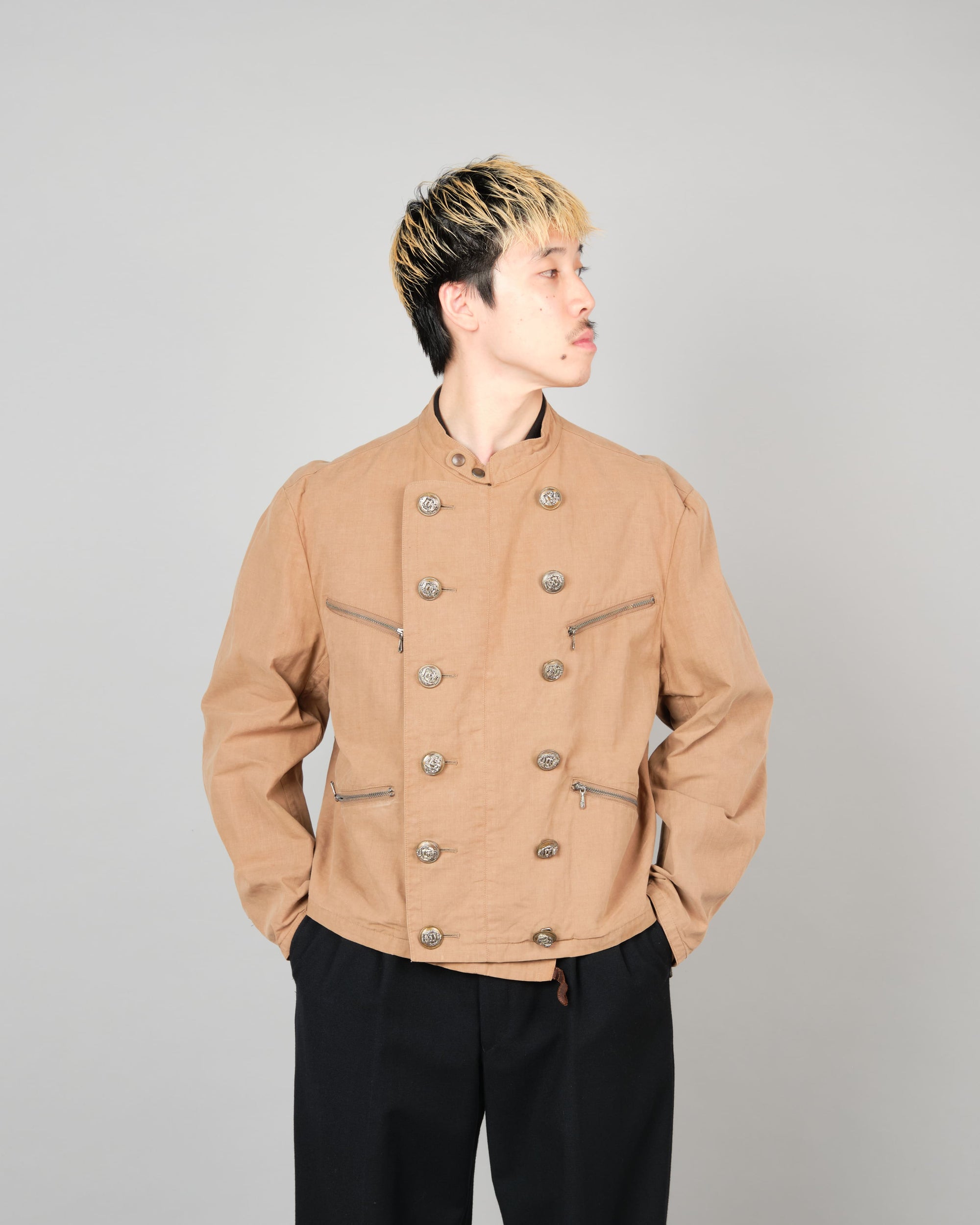 ［~80's］Old Marithé François Girbaud Moment Due German Motorcycle Type Double Breasted Jacket