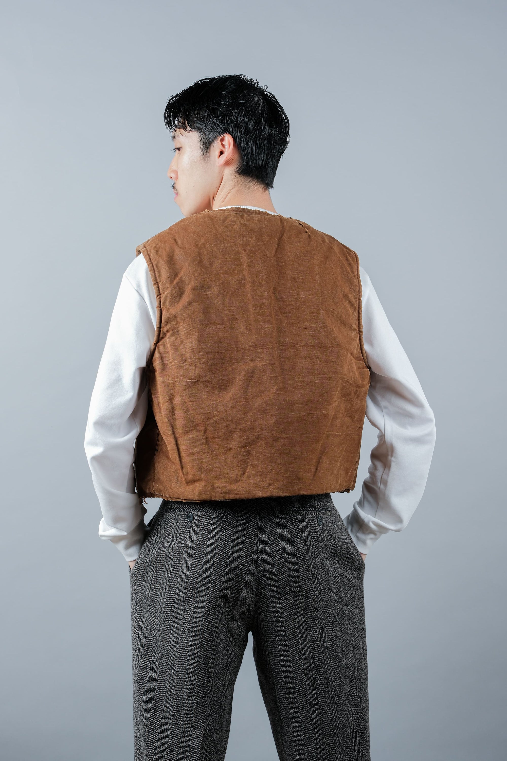 ［~40's］WWⅡ French Resistance Cotton Canvas Fur Lined Winter Vest