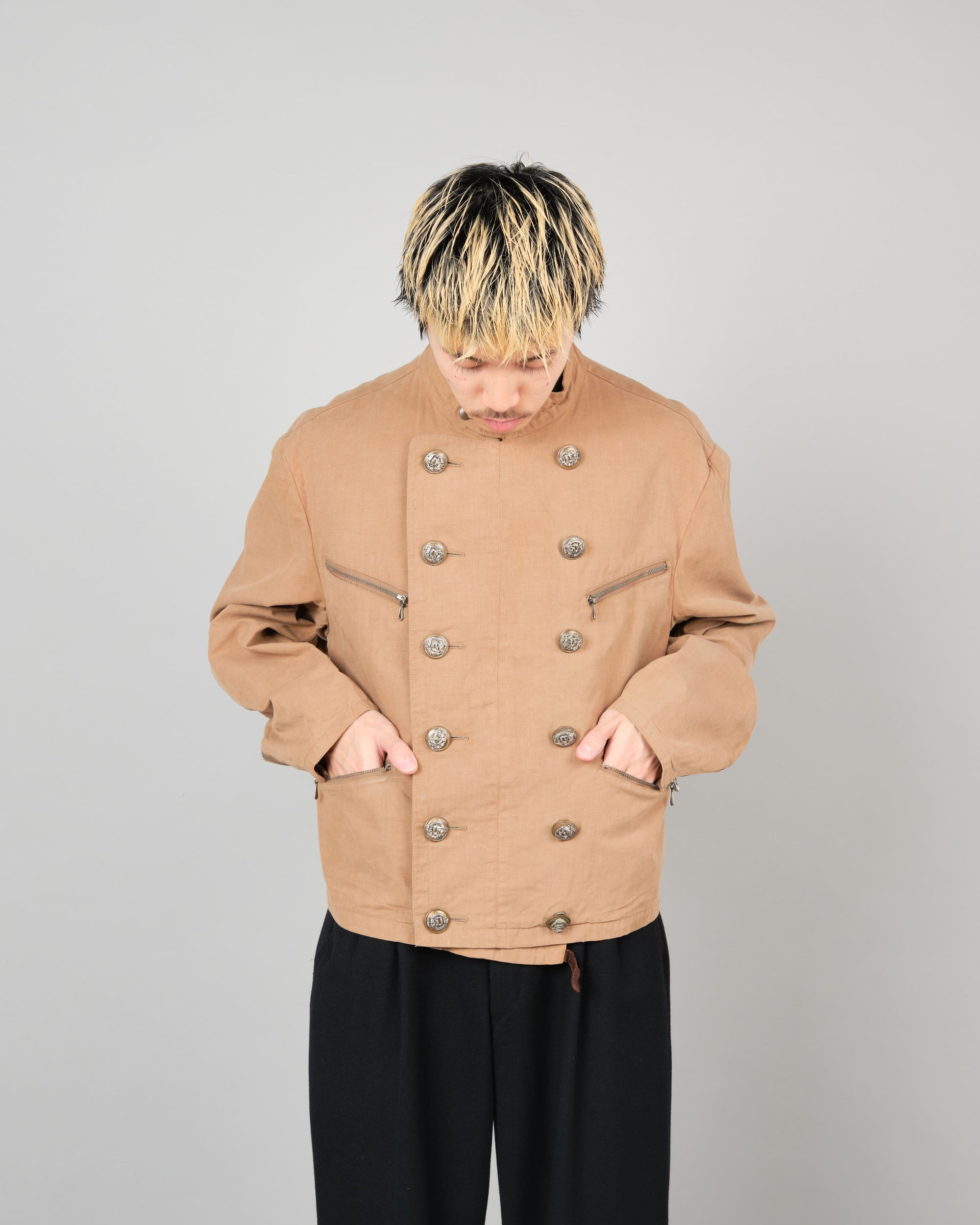 ［~80's］Old Marithé François Girbaud Moment Due German Motorcycle Type Double Breasted Jacket