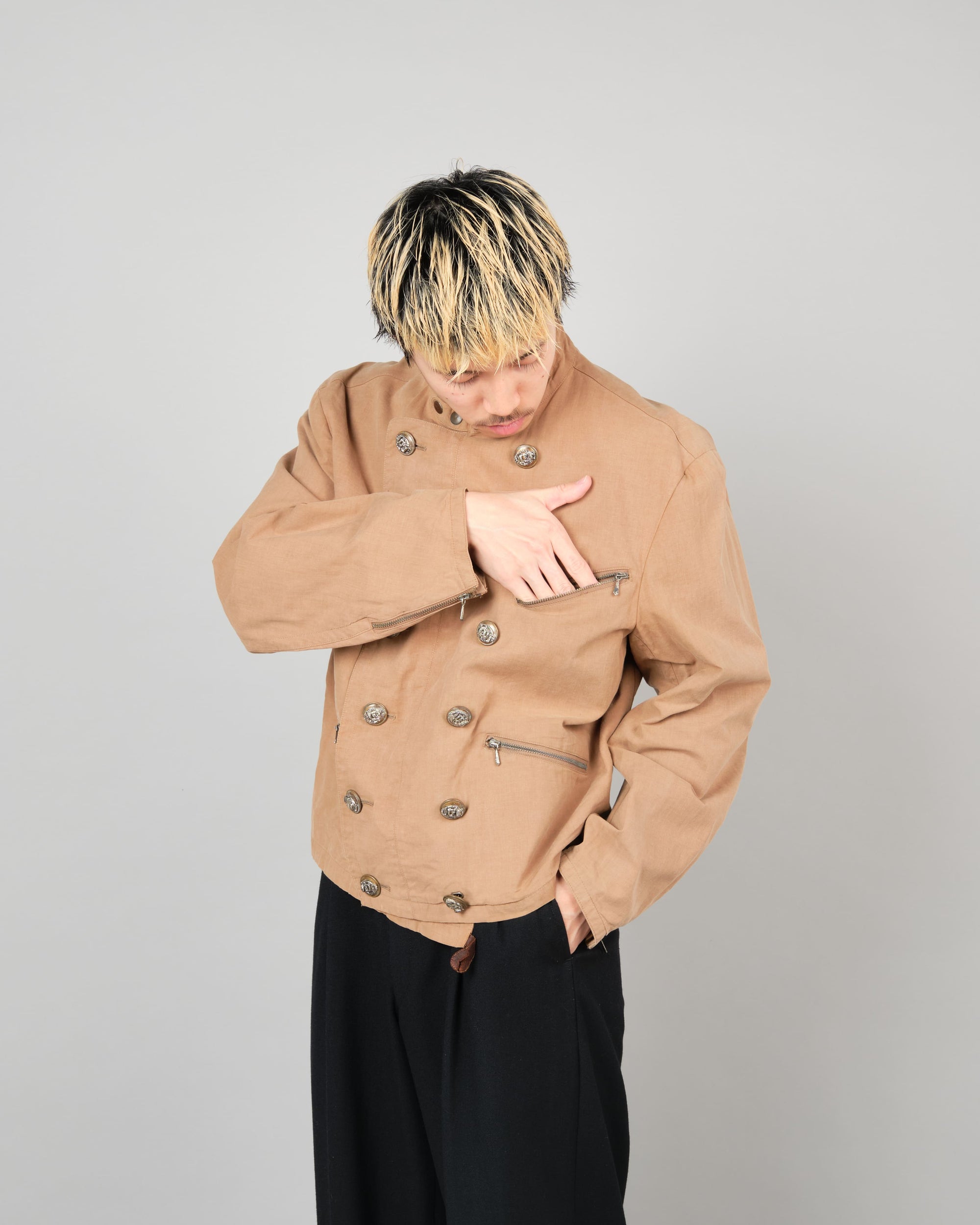 ［~80's］Old Marithé François Girbaud Moment Due German Motorcycle Type Double Breasted Jacket