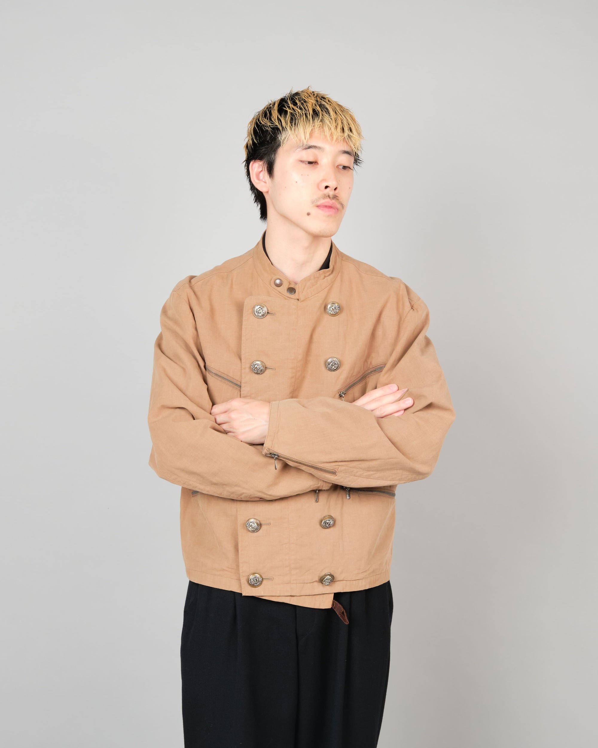 ［~80's］Old Marithé François Girbaud Moment Due German Motorcycle Type Double Breasted Jacket