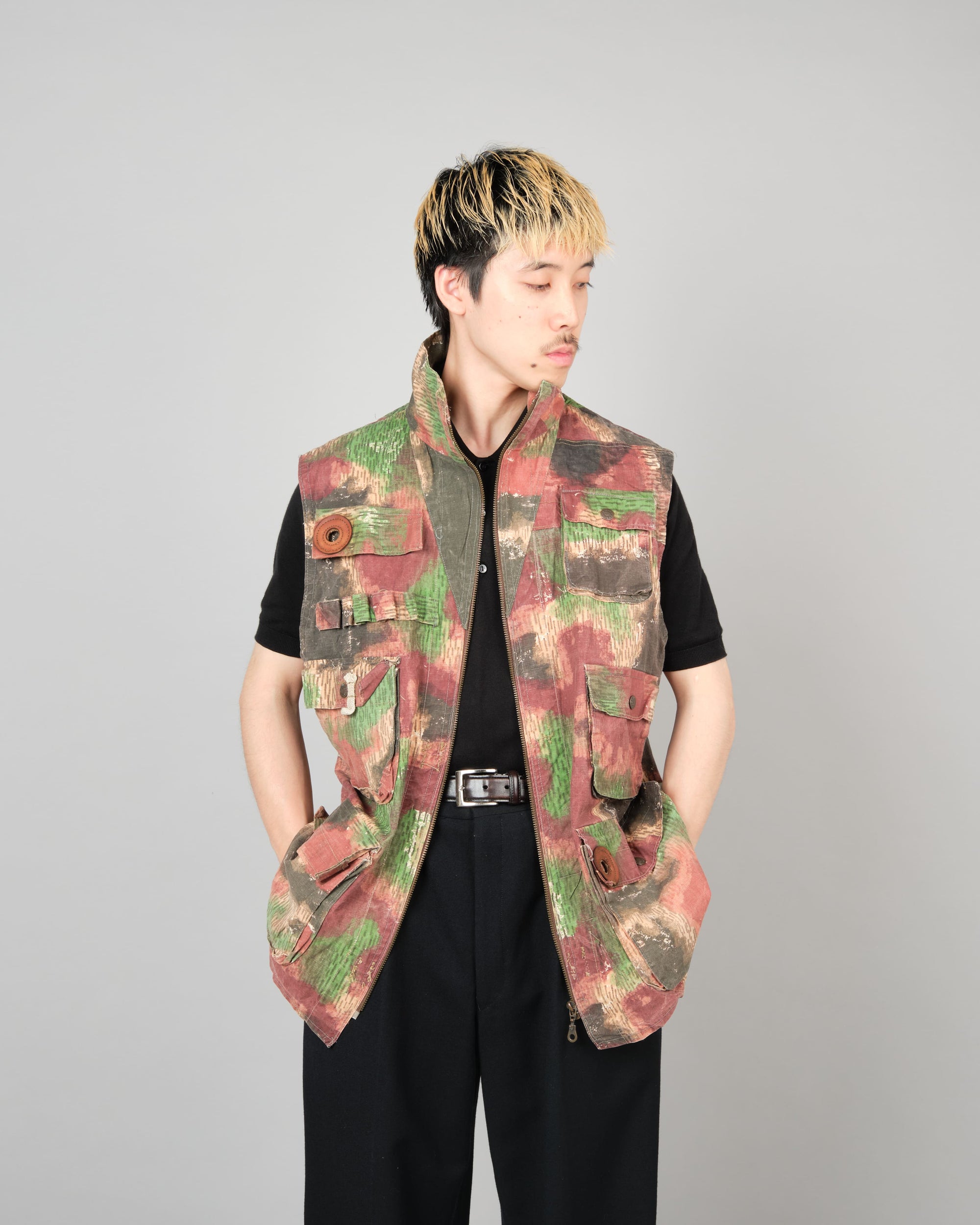 ［~60’s］Czechoslovakian Army Sumpfmuster Pattern Camouflage Zip Up Shooting Vest "Localmade"