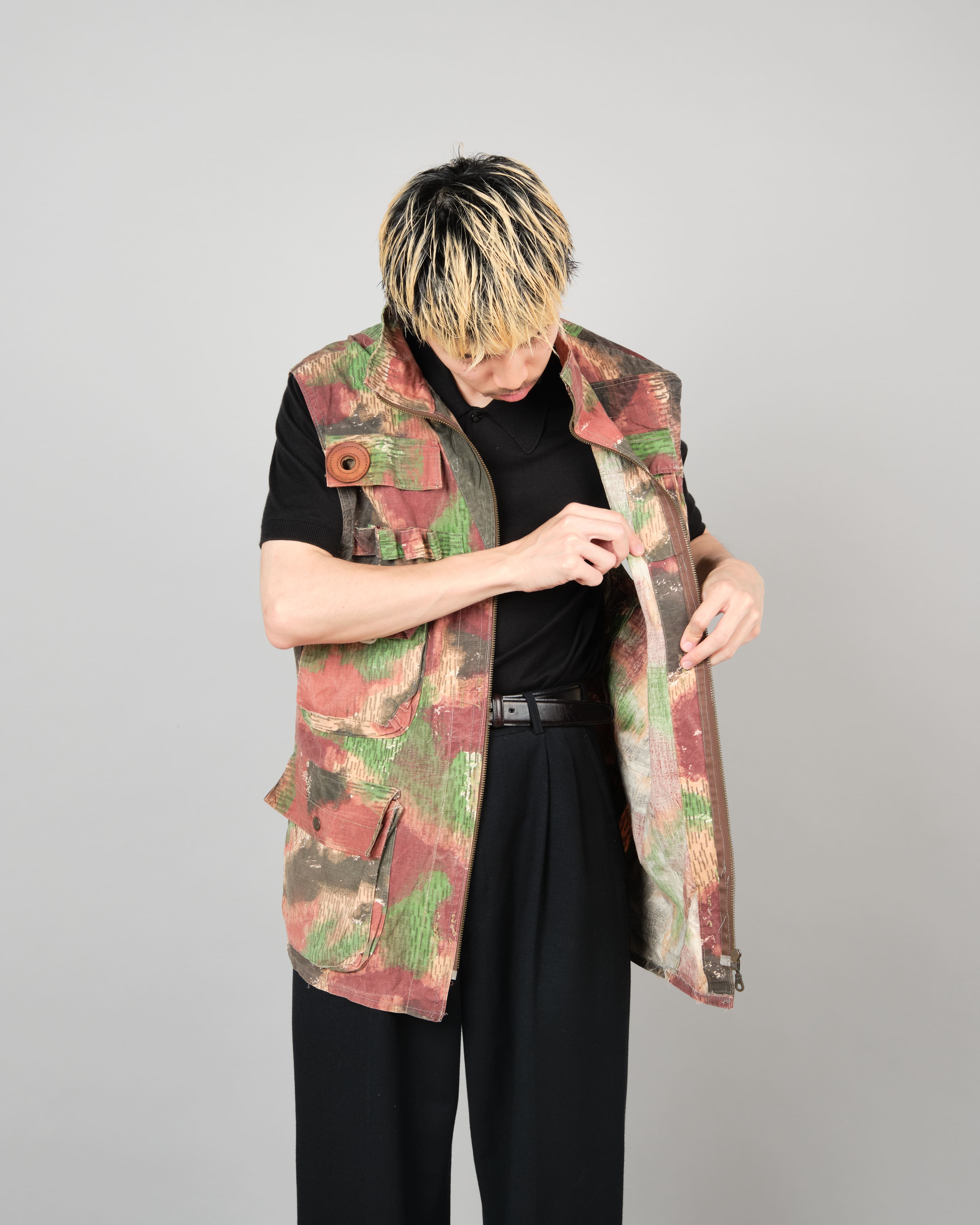 【~60’s】Czechoslovakian Army Sumpfmuster Pattern Camouflage Zip Up Shooting Vest "Localmade"