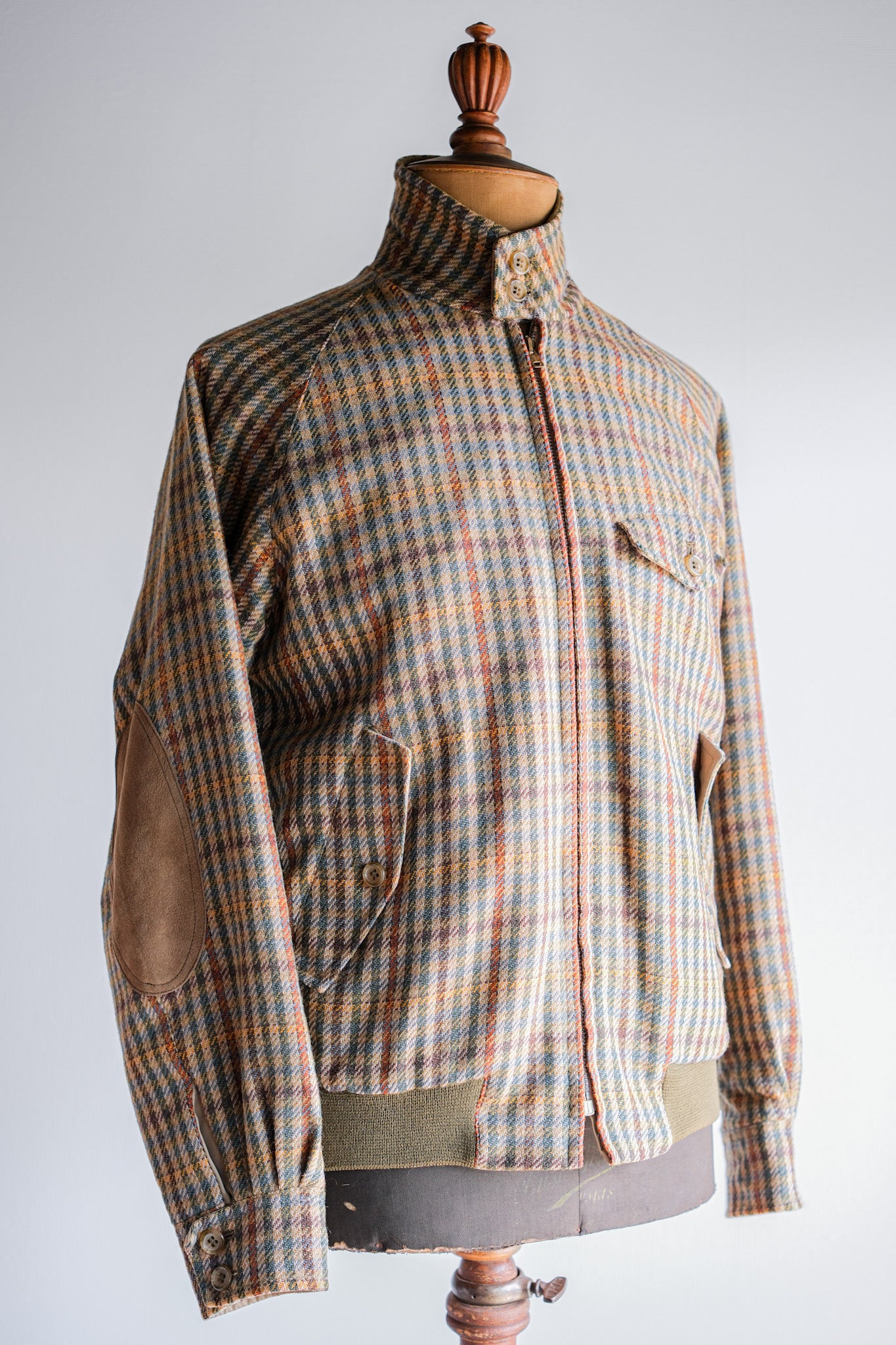 ［~60's］British Vintage Raglan Sleeve Wool Plaid Blouson