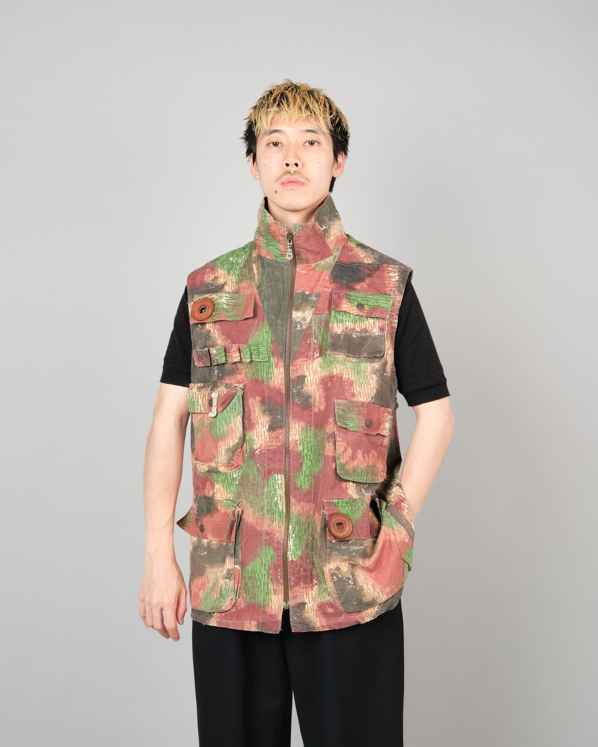 ［~60’s］Czechoslovakian Army Sumpfmuster Pattern Camouflage Zip Up Shooting Vest "Localmade"