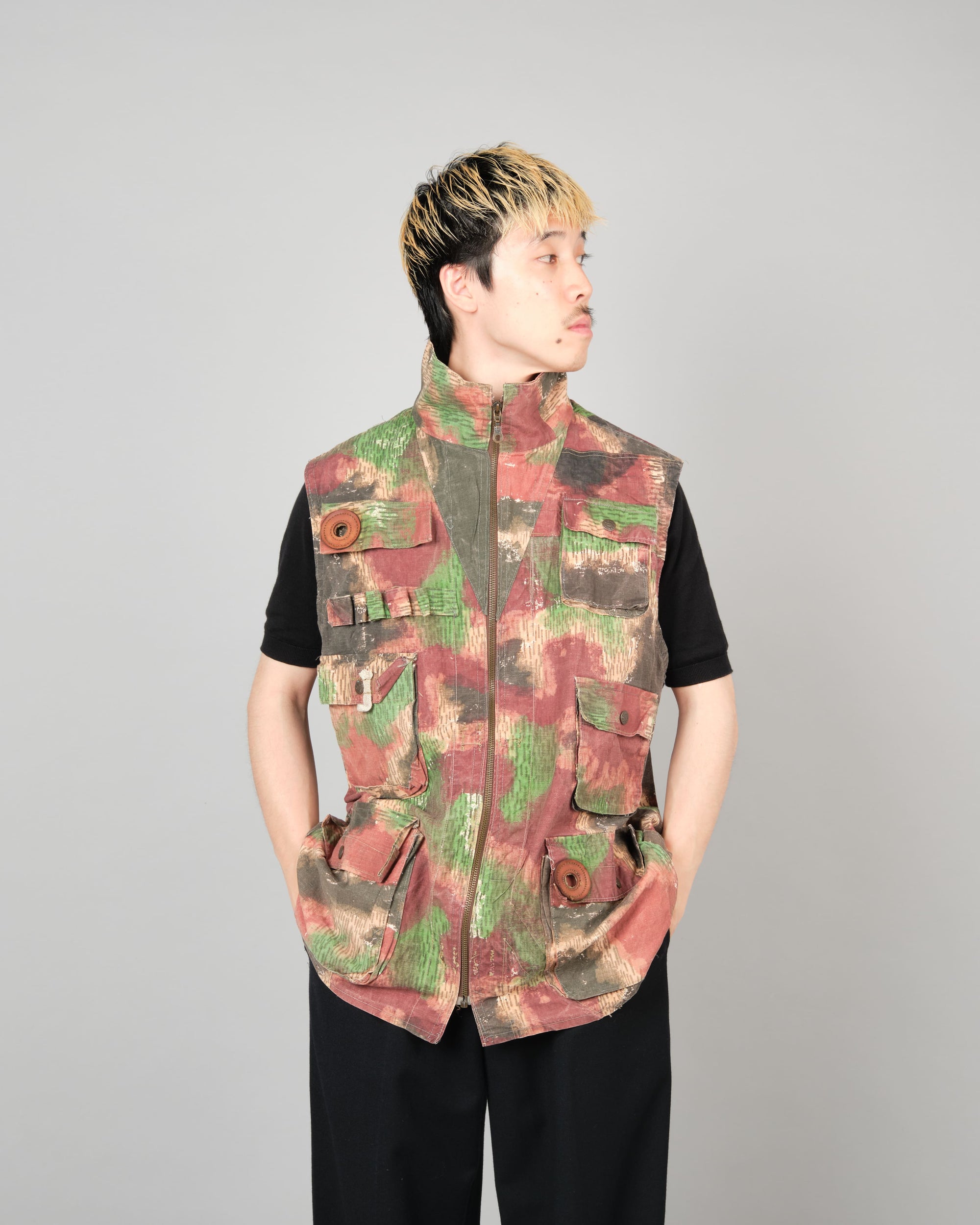 ［~60’s］Czechoslovakian Army Sumpfmuster Pattern Camouflage Zip Up Shooting Vest "Localmade"
