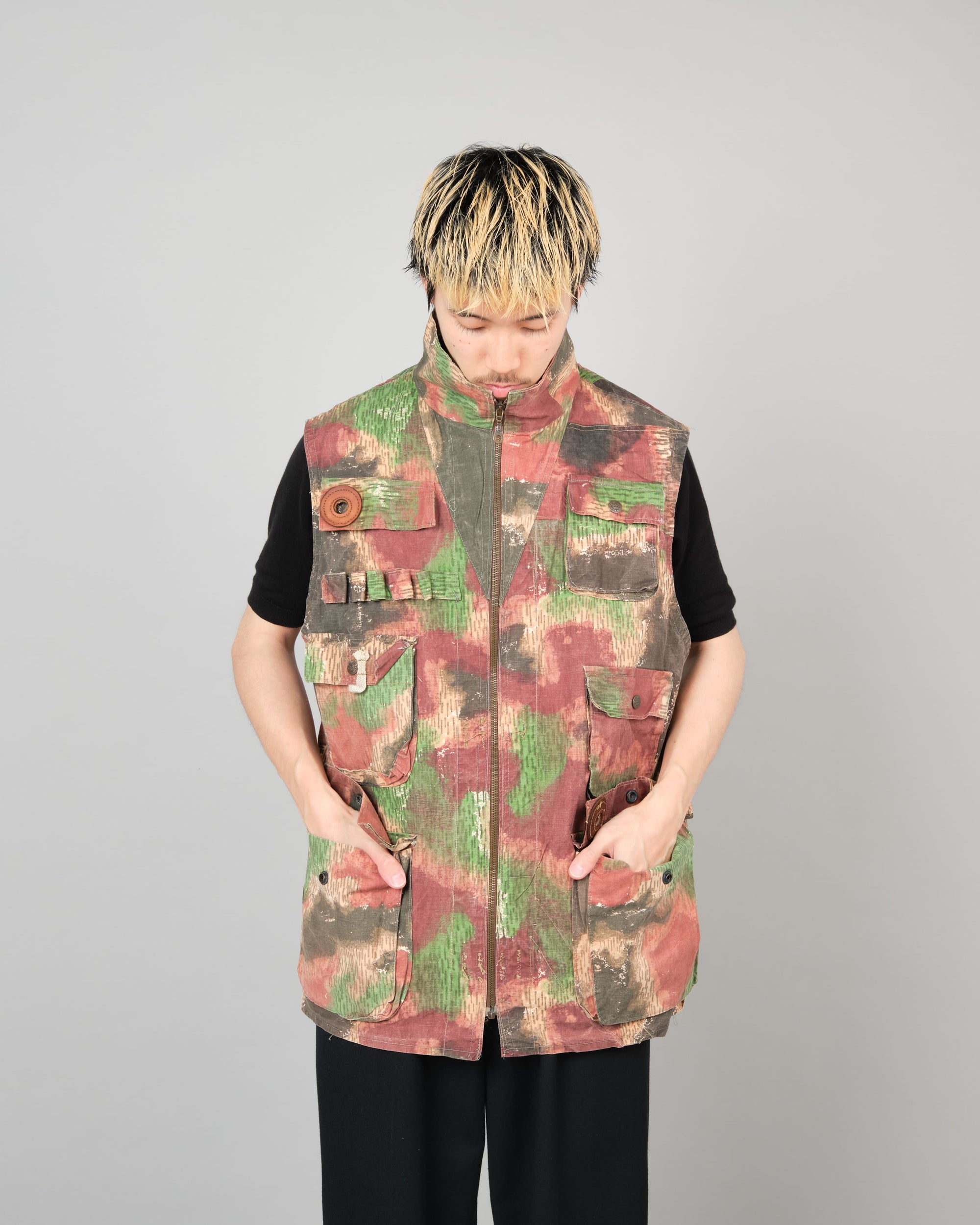 ［~60’s］Czechoslovakian Army Sumpfmuster Pattern Camouflage Zip Up Shooting Vest "Localmade"