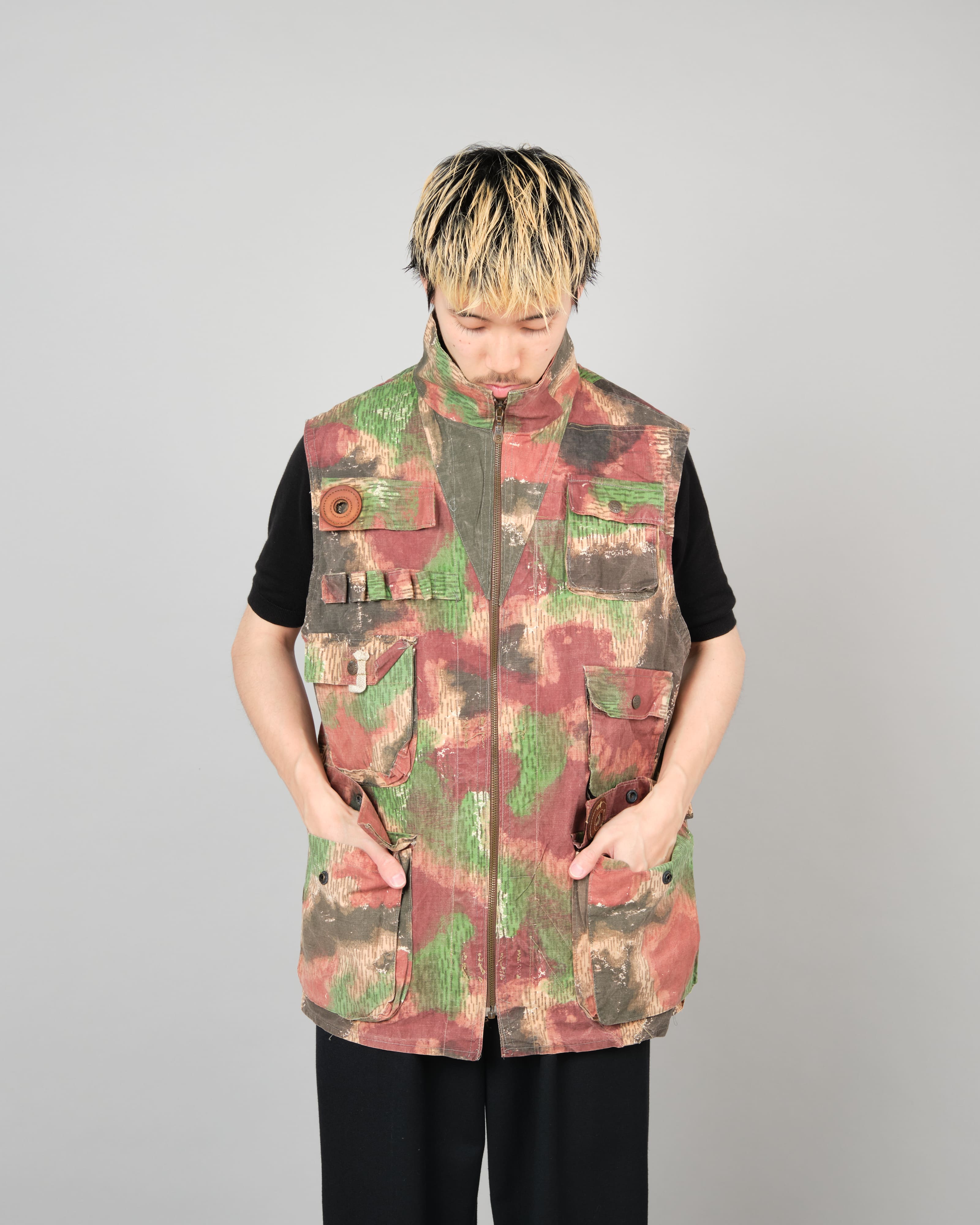【~60’s】Czechoslovakian Army Sumpfmuster Pattern Camouflage Zip Up Shooting Vest "Localmade"
