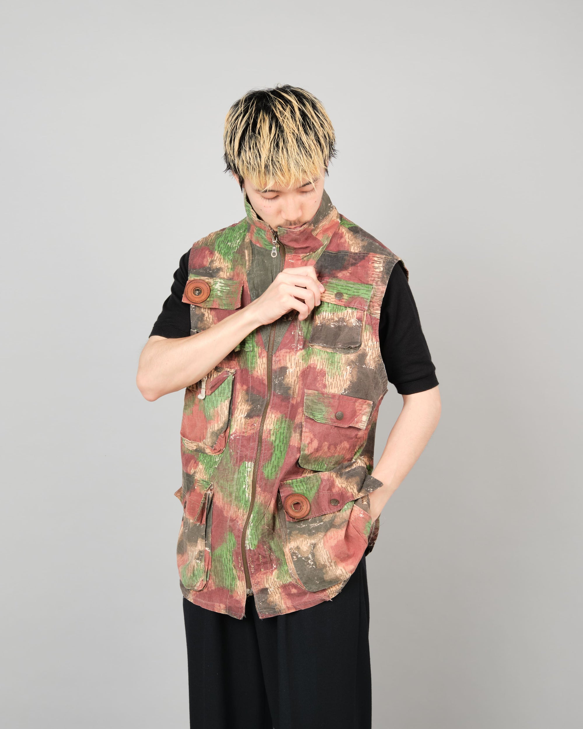 ［~60’s］Czechoslovakian Army Sumpfmuster Pattern Camouflage Zip Up Shooting Vest "Localmade"