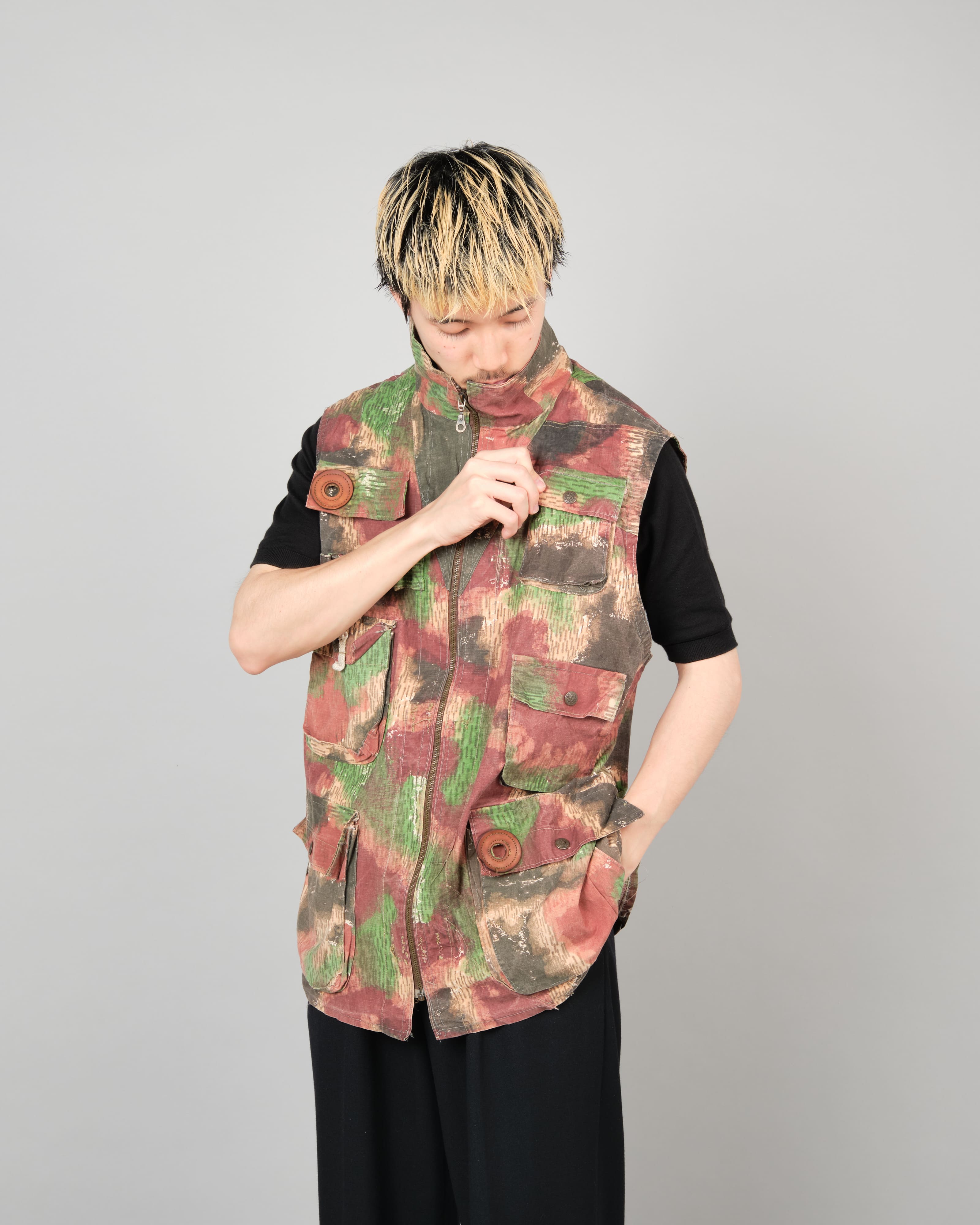 【~60’s】Czechoslovakian Army Sumpfmuster Pattern Camouflage Zip Up Shooting Vest "Localmade"