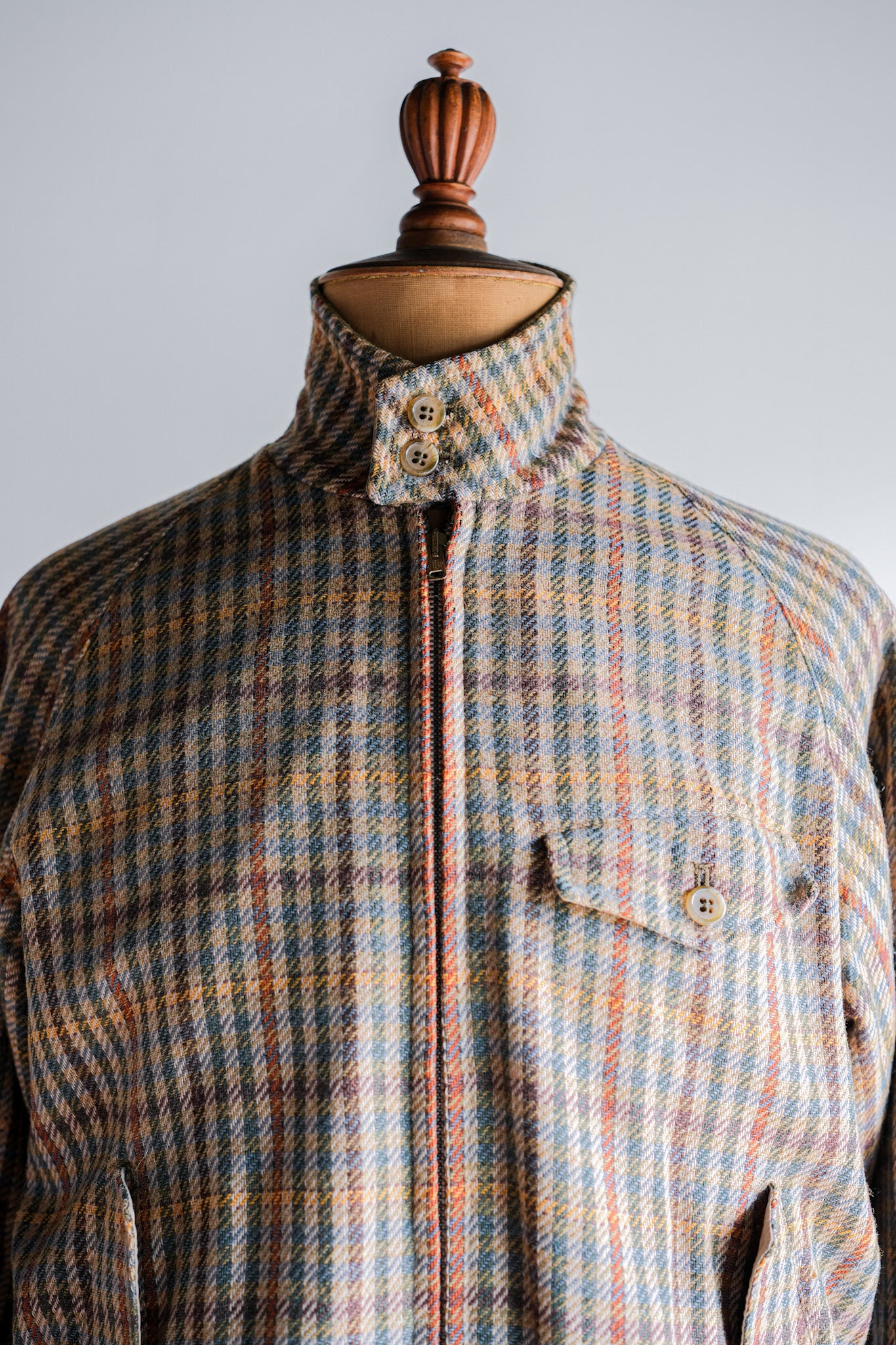 ［~60's］British Vintage Raglan Sleeve Wool Plaid Blouson