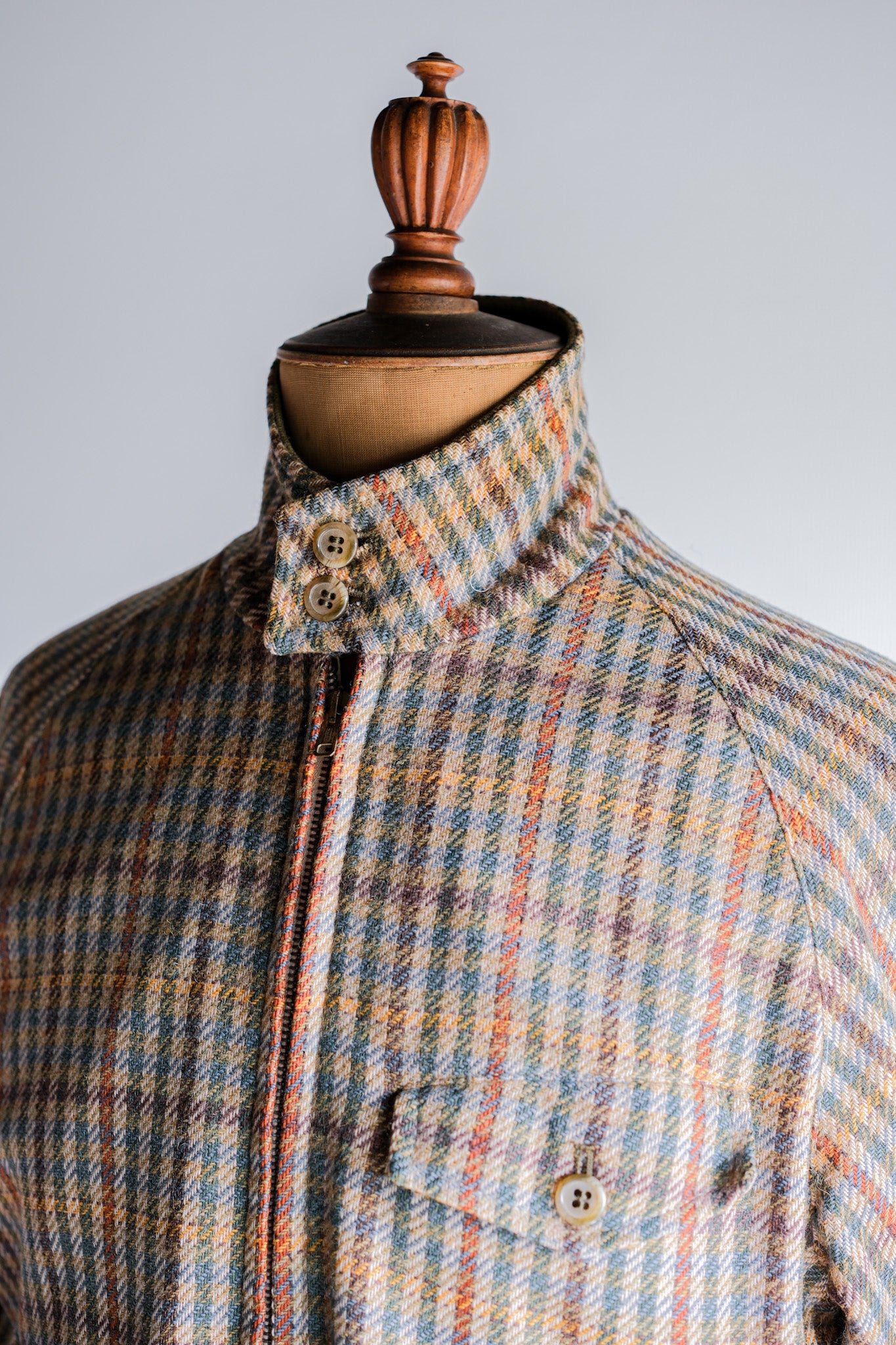 ［~60's］British Vintage Raglan Sleeve Wool Plaid Blouson