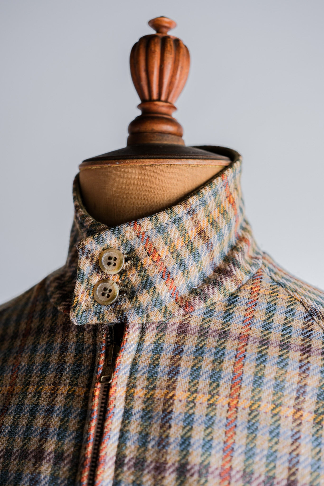 ［~60's］British Vintage Raglan Sleeve Wool Plaid Blouson