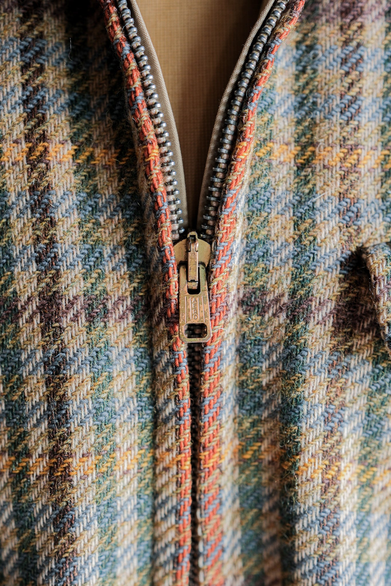 ［~60's］British Vintage Raglan Sleeve Wool Plaid Blouson