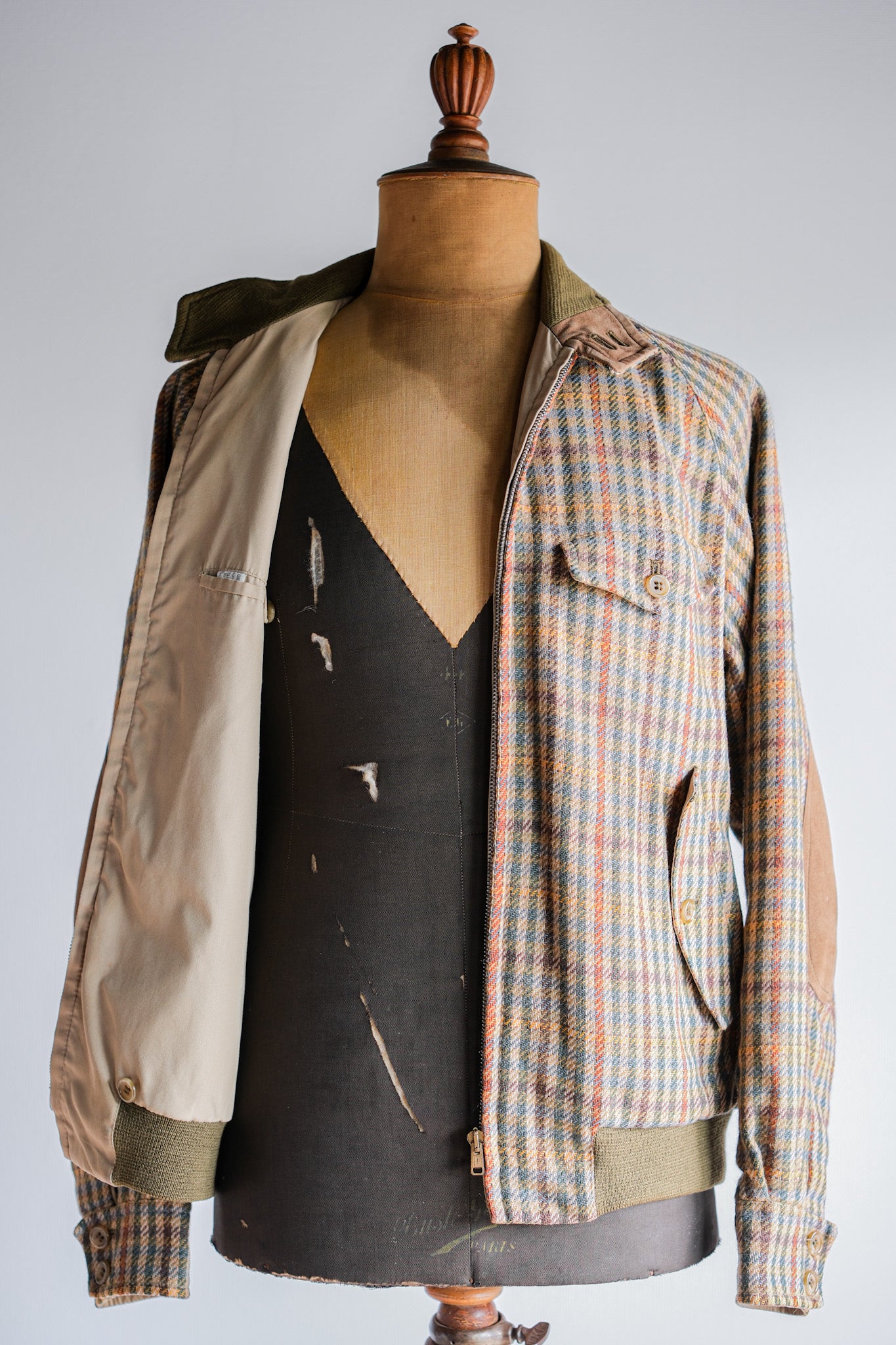 ［~60's］British Vintage Raglan Sleeve Wool Plaid Blouson