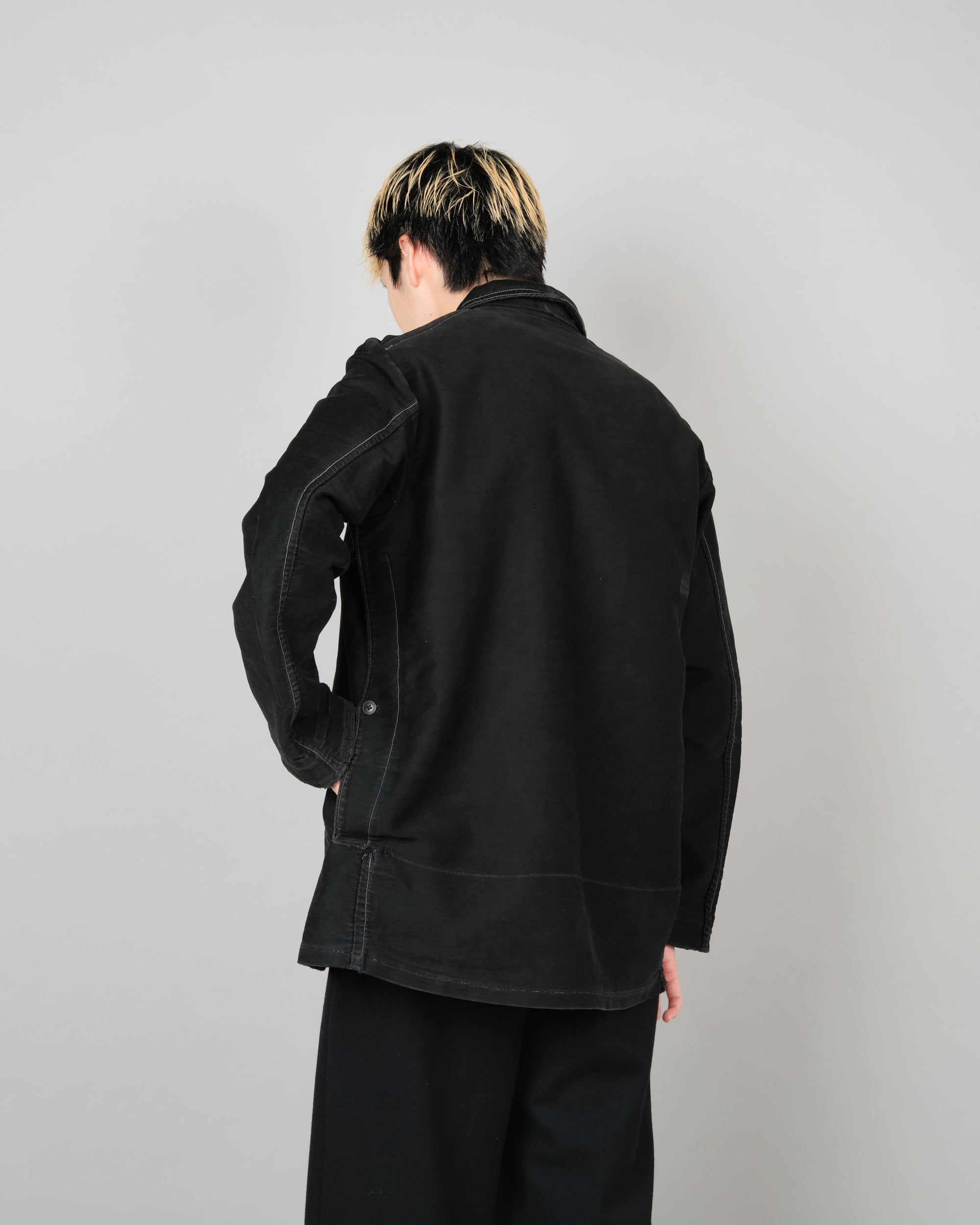 ［~30’s］French Vintage Black Moleskin Hunting Jacket "Homemade"