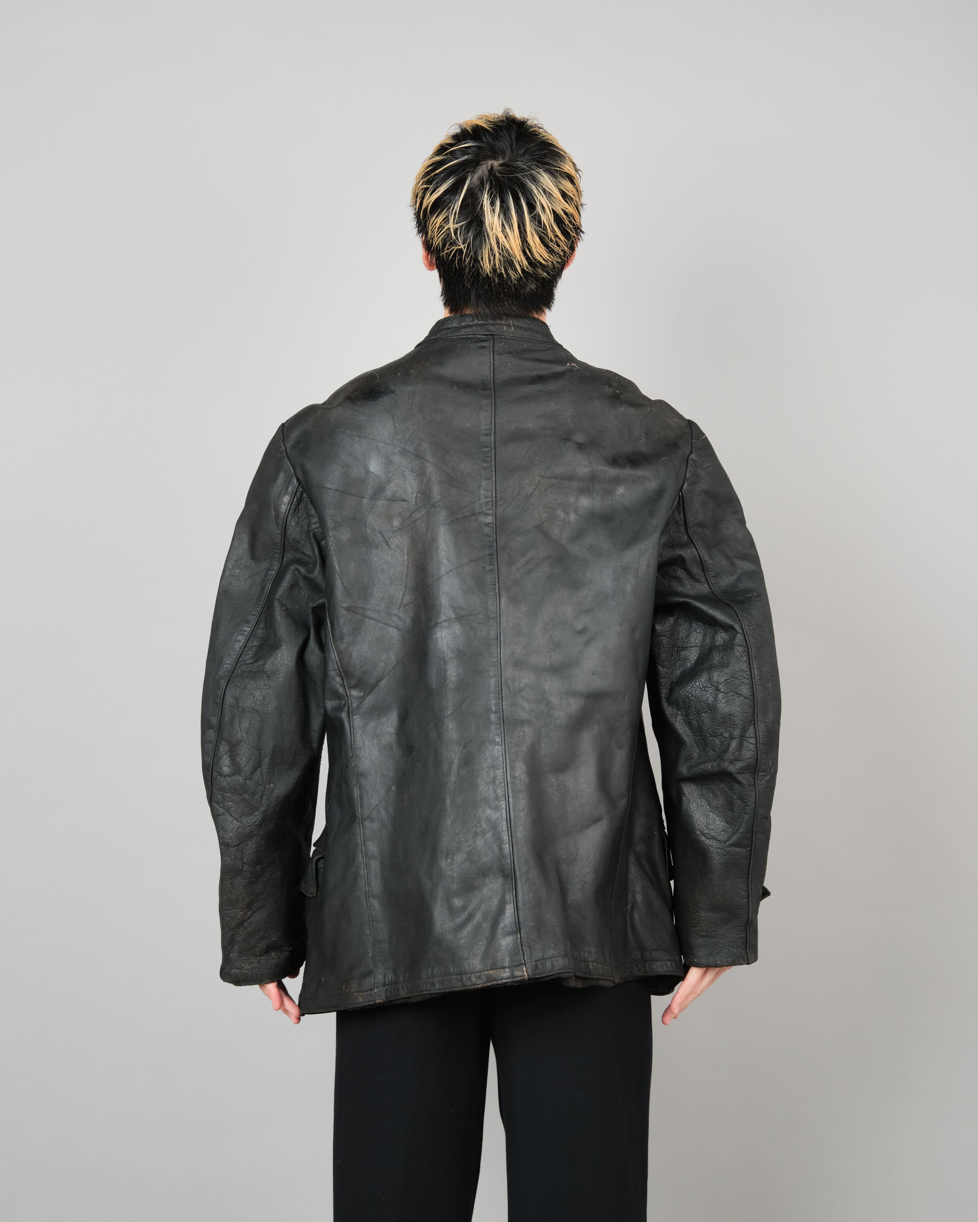 [~40's] WWII German Navy U-Boat Crew Black Leather Jacket "Kriegsmarine"