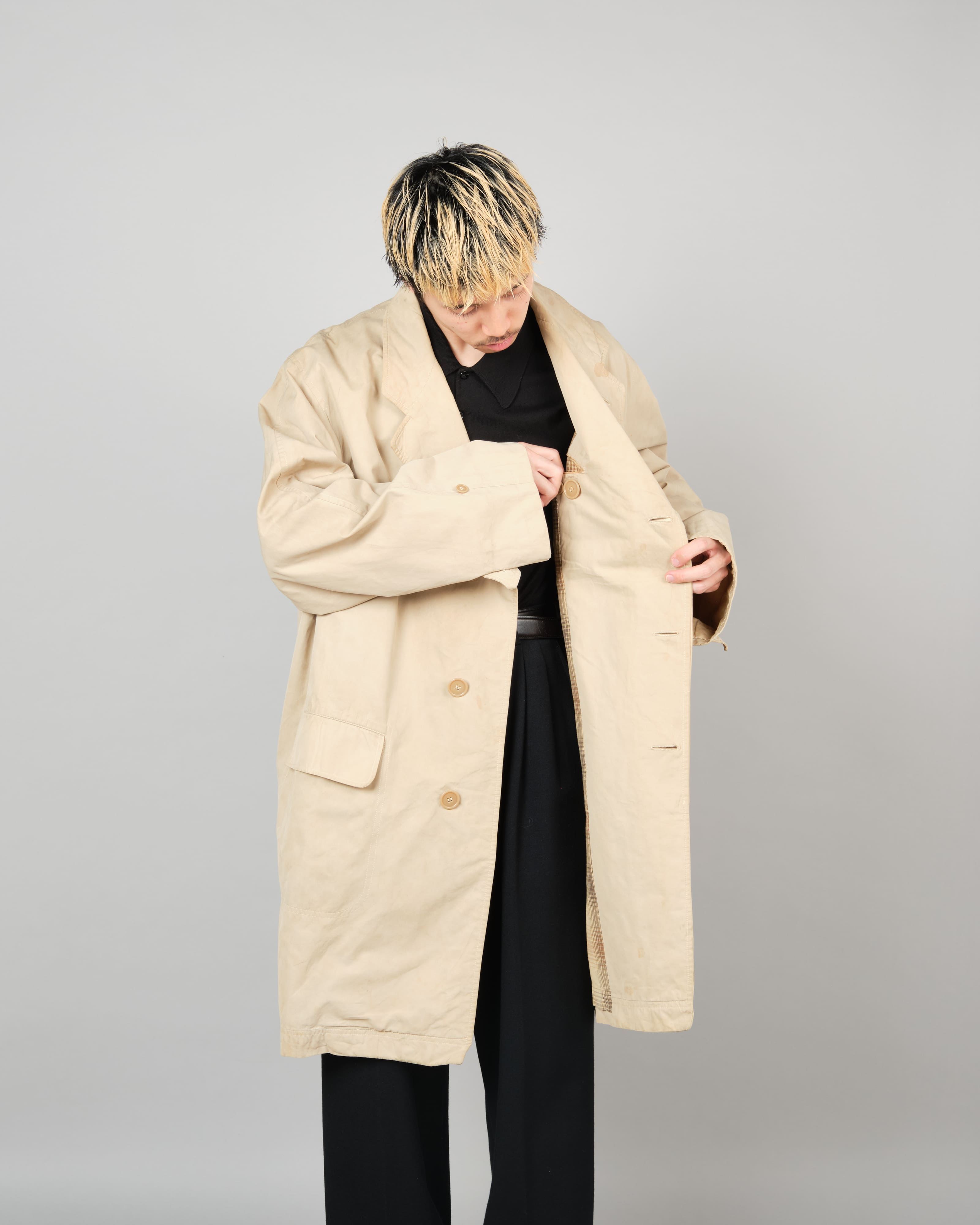 【~50's】Vintage Burberrys Paris Chesterfield Coat C100 Size.46 "Made in France"